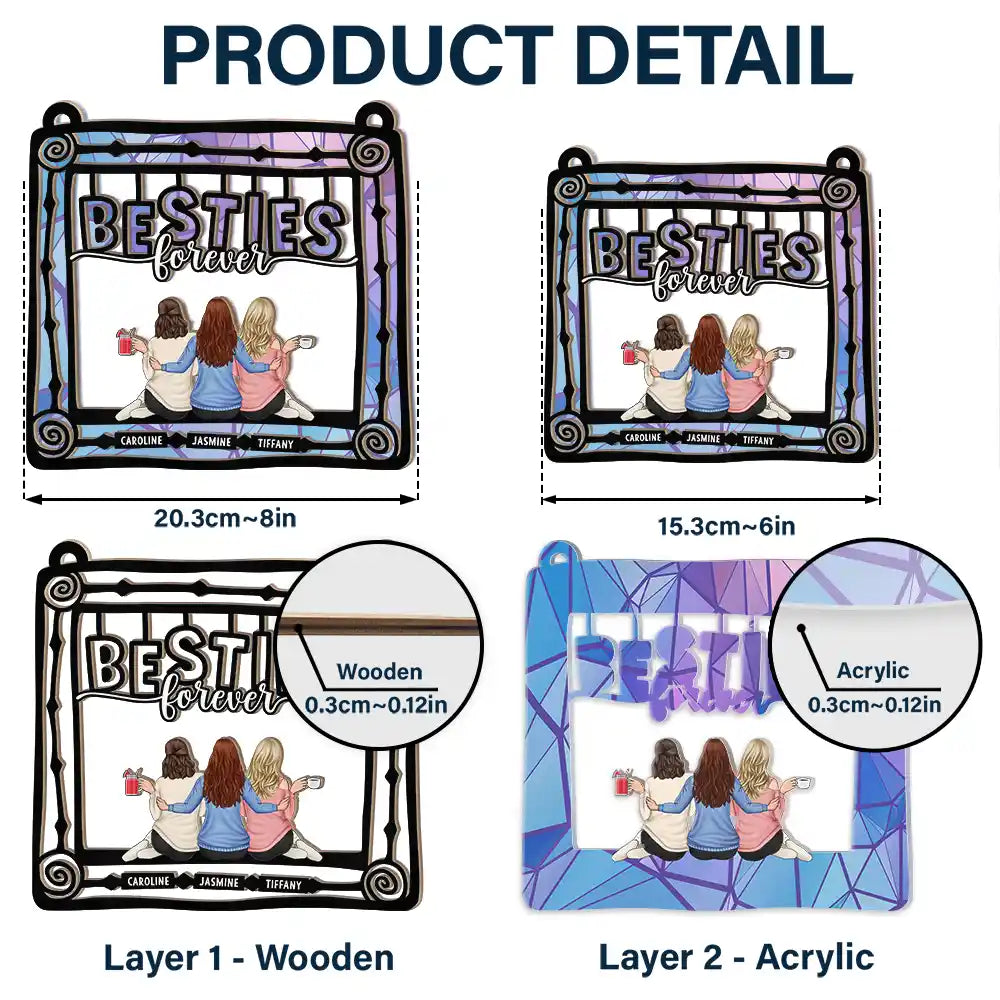 Personalized "Besties Forever" Suncatcher Gift for Friends & Sisters
