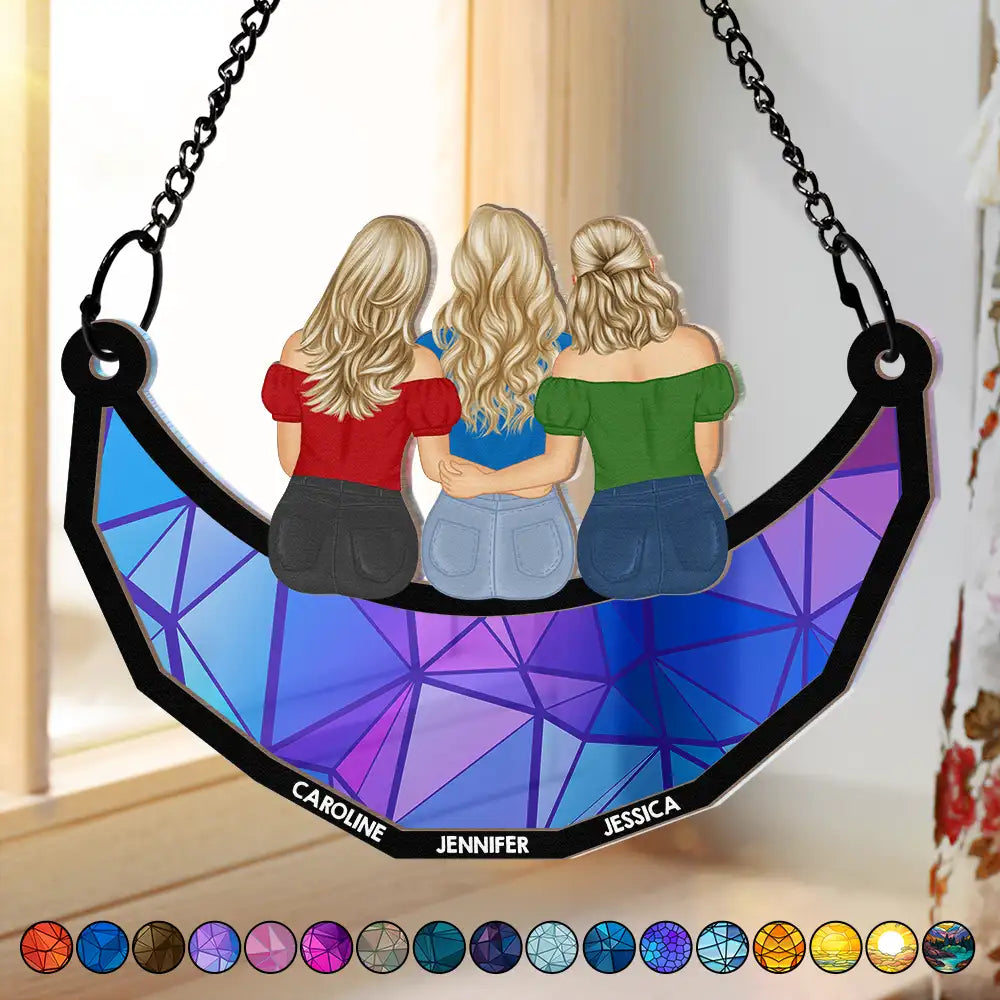 Personalized Best Friends & Sisters Hugging Suncatcher - Heartfelt Custom Gift
