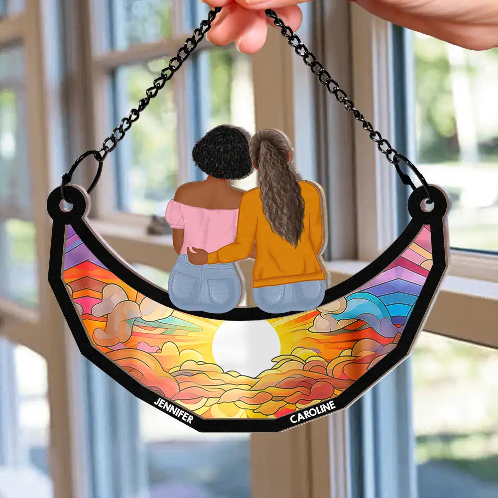 Personalized Best Friends & Sisters Hugging Suncatcher - Heartfelt Custom Gift