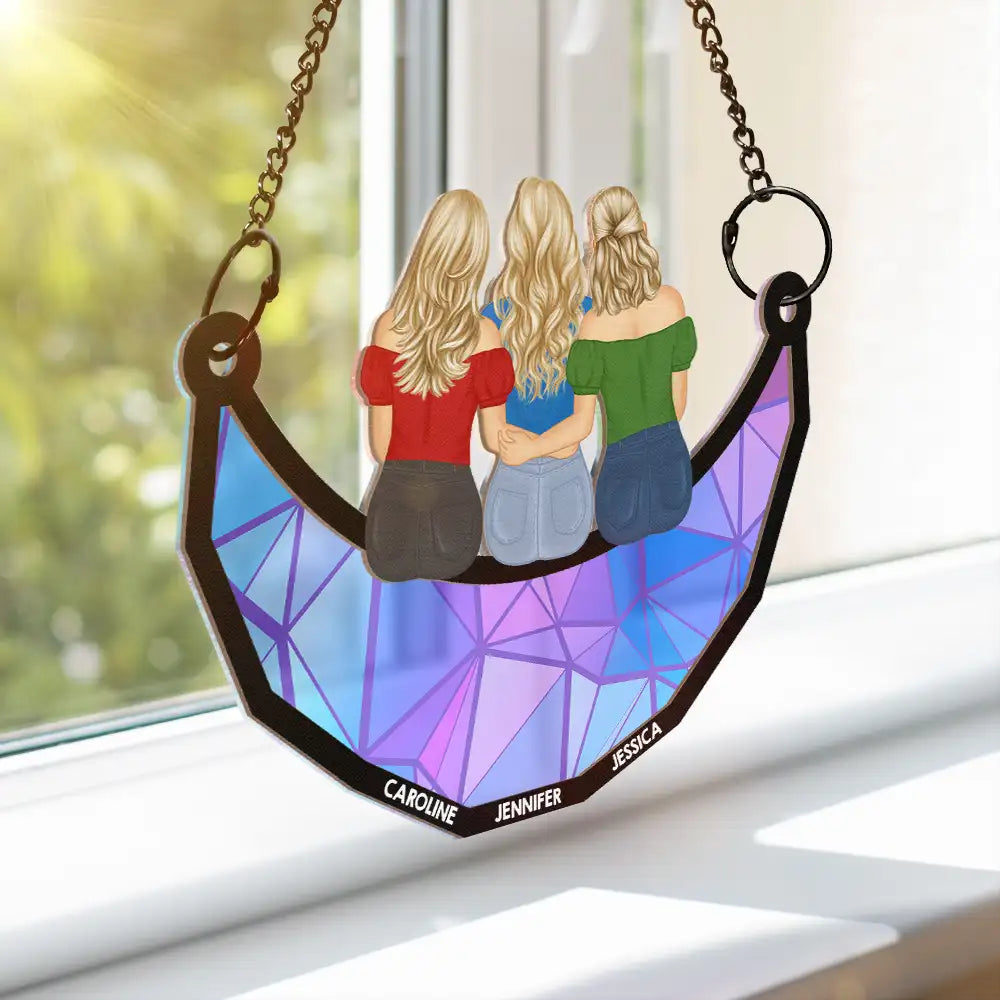 Personalized Best Friends & Sisters Hugging Suncatcher - Heartfelt Custom Gift