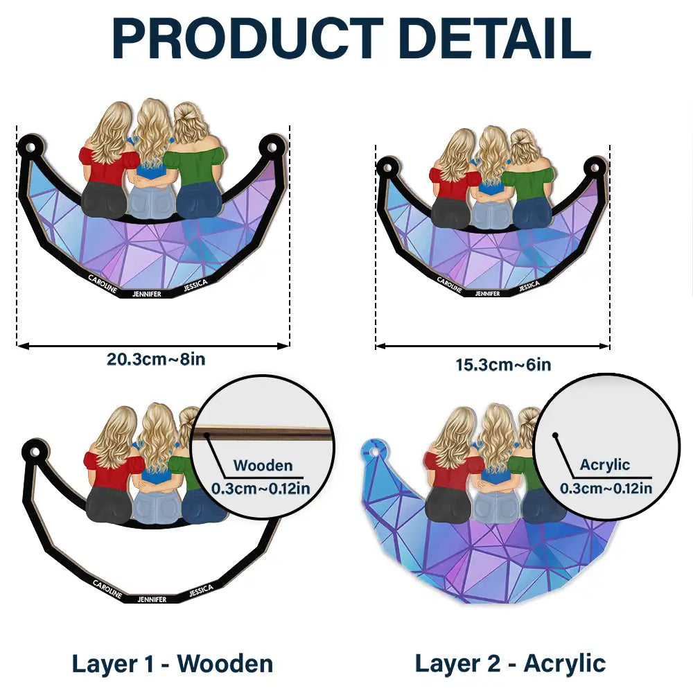 Personalized Best Friends & Sisters Hugging Suncatcher - Heartfelt Custom Gift