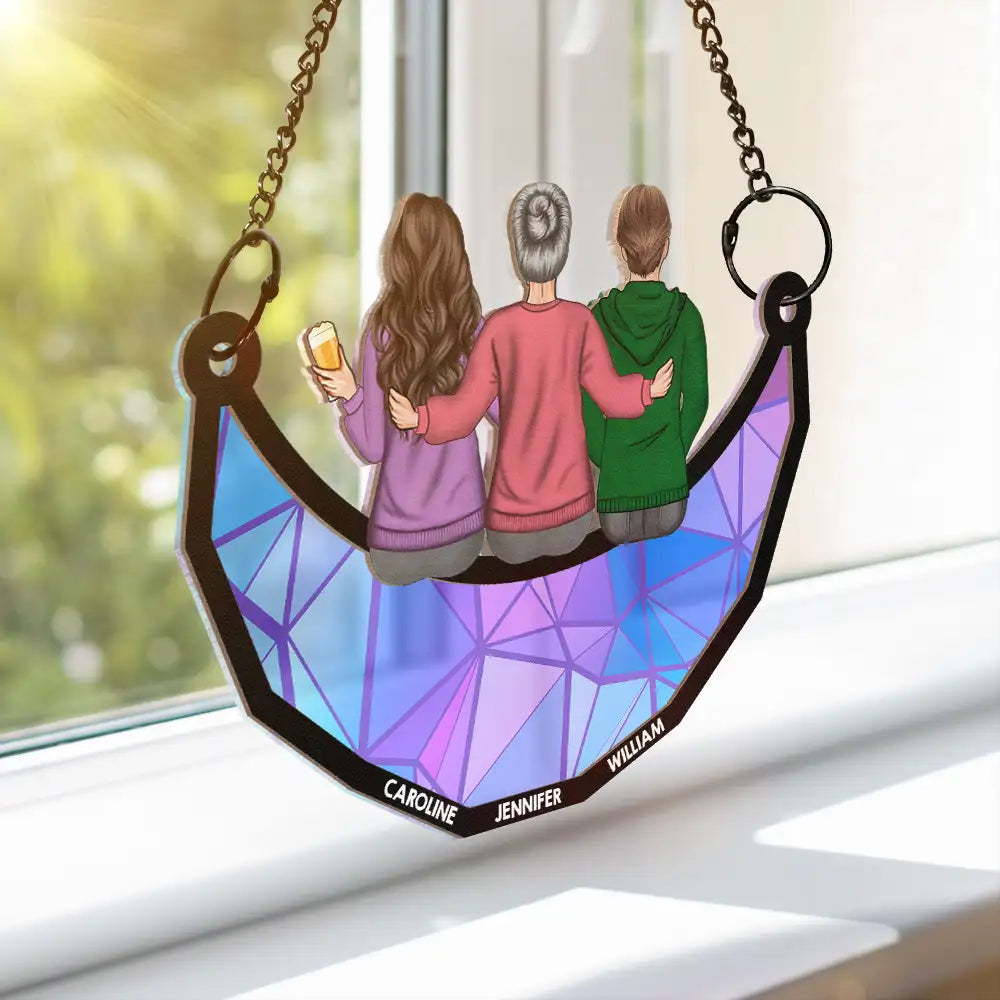 Personalized Family Suncatcher: Custom Moon & Loved Ones Window Art