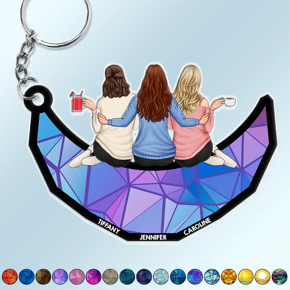 Heartfelt Personalized Sisters & Besties Moon Acrylic Keychain