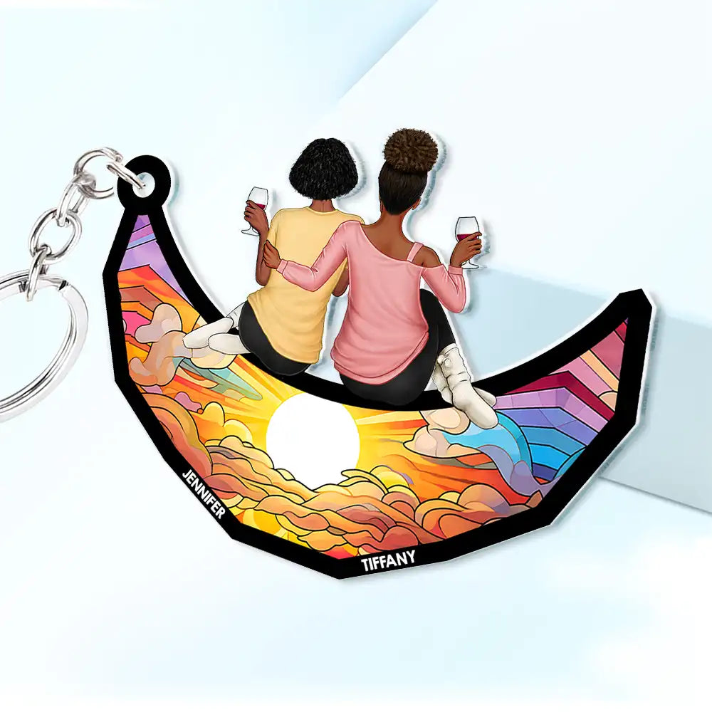 Heartfelt Personalized Sisters & Besties Moon Acrylic Keychain
