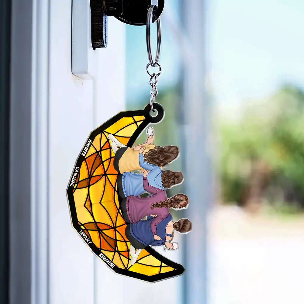 Heartfelt Personalized Sisters & Besties Moon Acrylic Keychain