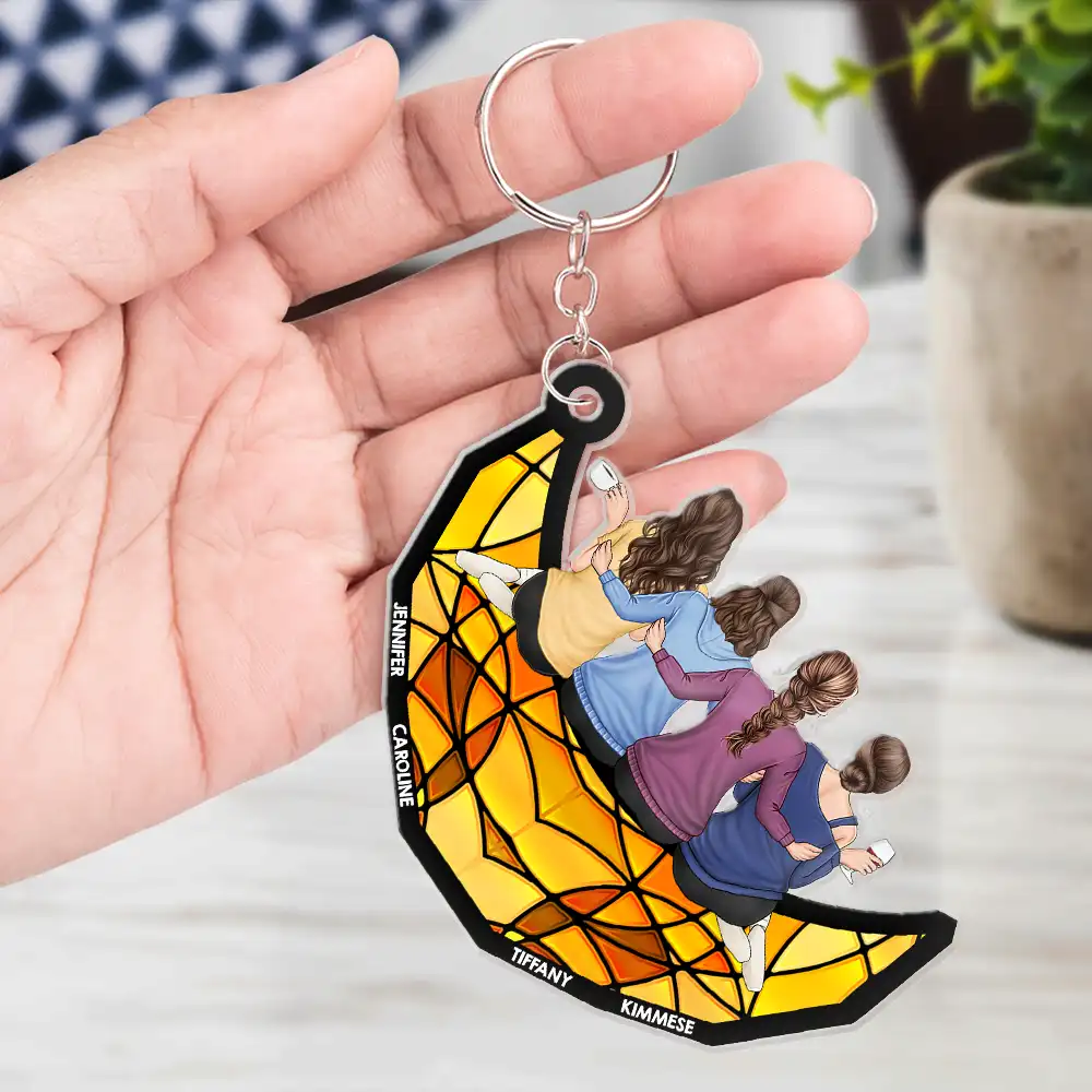Heartfelt Personalized Sisters & Besties Moon Acrylic Keychain
