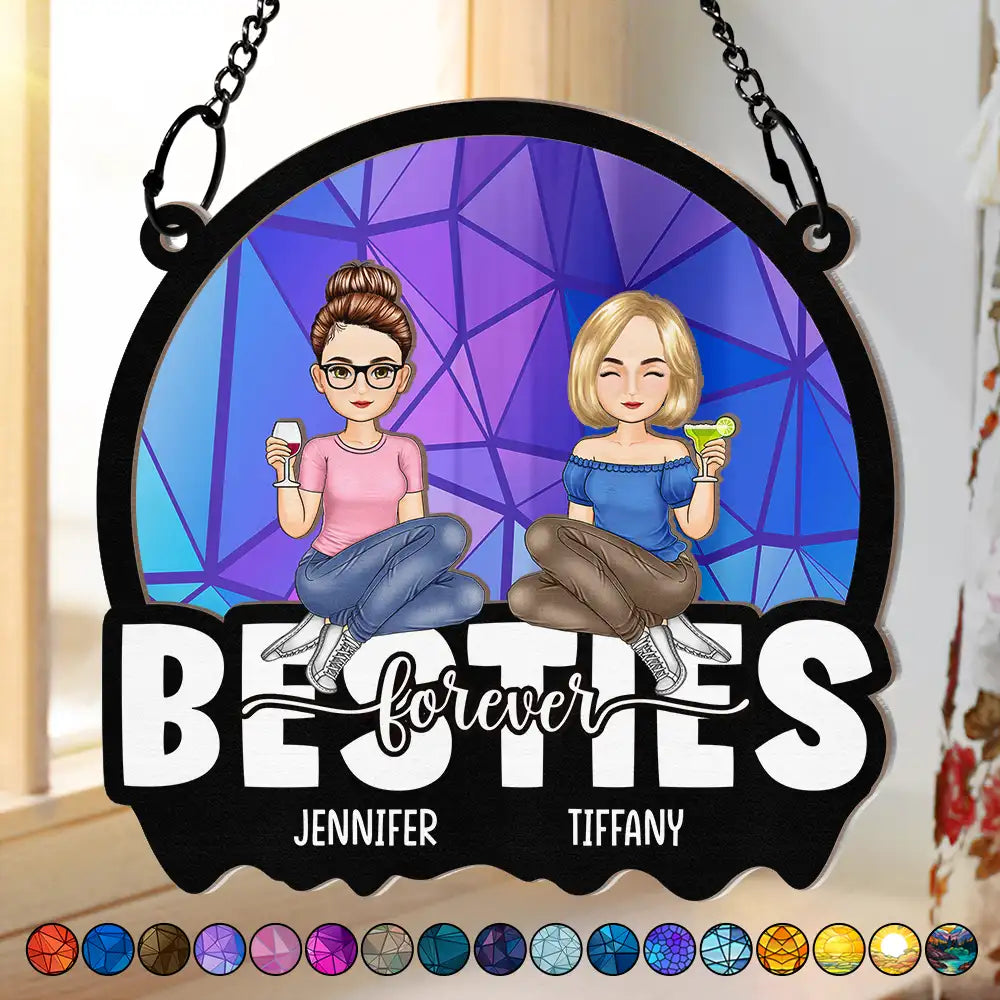 Personalized Besties Forever Suncatcher Ornament for Best Friends & Sisters