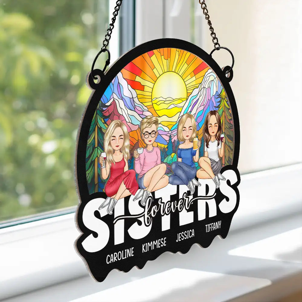 Personalized Besties Forever Suncatcher Ornament for Best Friends & Sisters