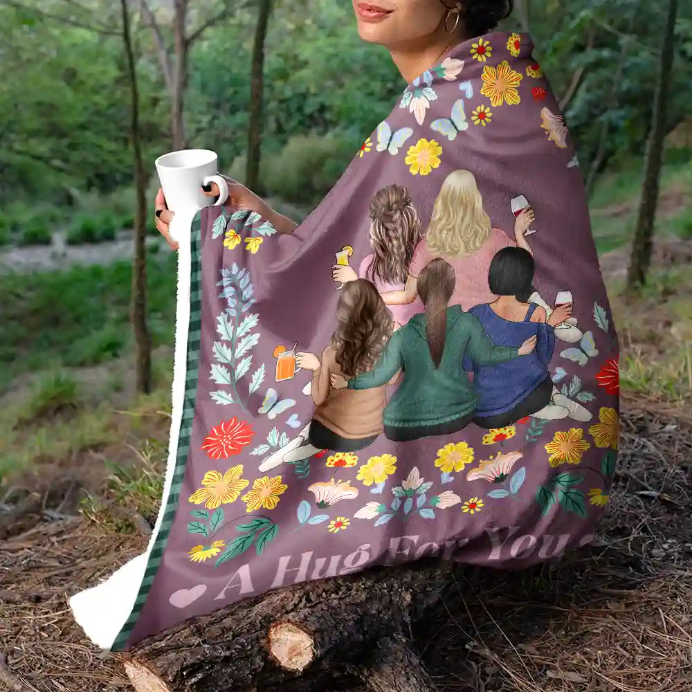 Gift For Sisters, Gift For Bestie - Wraping You In Love - Personalized Fleece Blanket, Sherpa Blanket