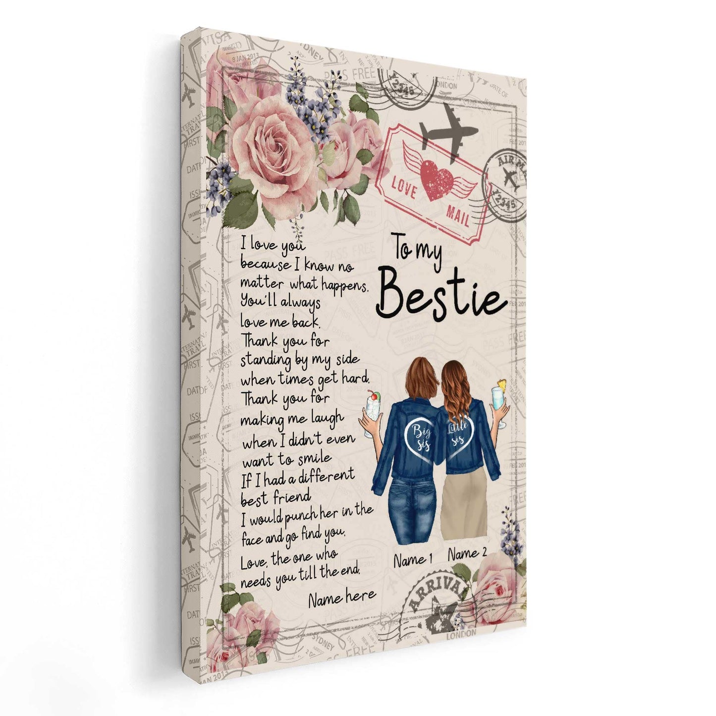 To My Bestie - I Love You Because I Know No Matter What Happens Canvas-Macorner