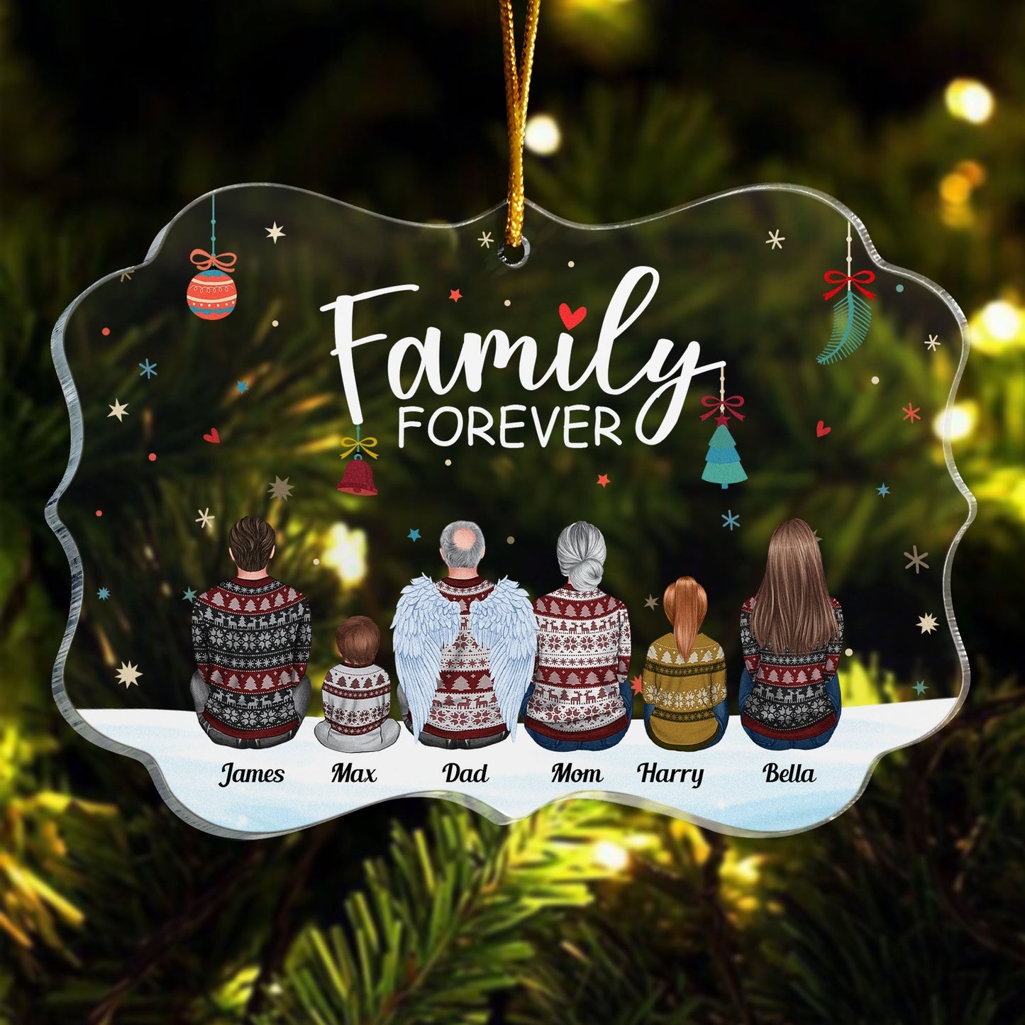 Personalized "Family FOREVER" Christmas Ornament - Custom Family Keepsake Gift