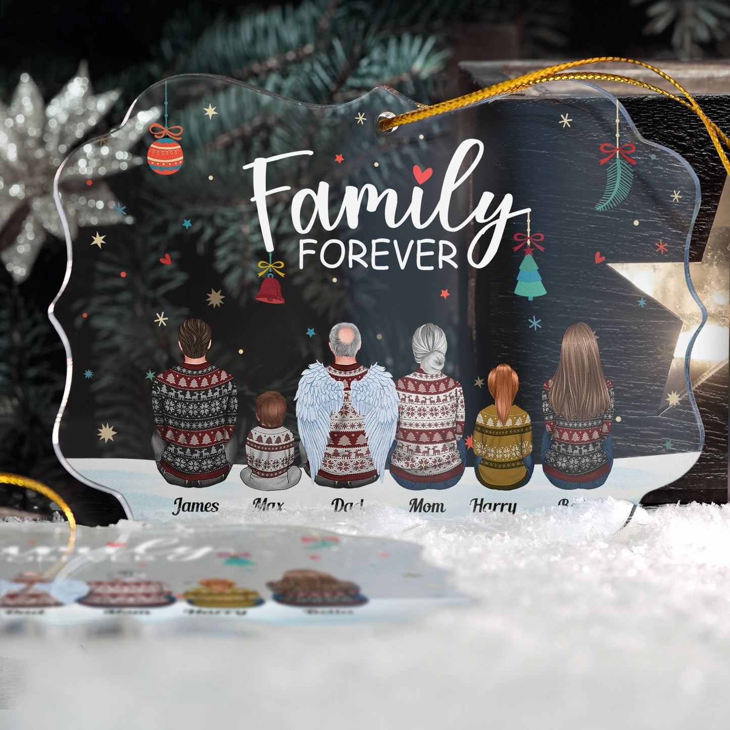 Personalized "Family FOREVER" Christmas Ornament - Custom Family Keepsake Gift