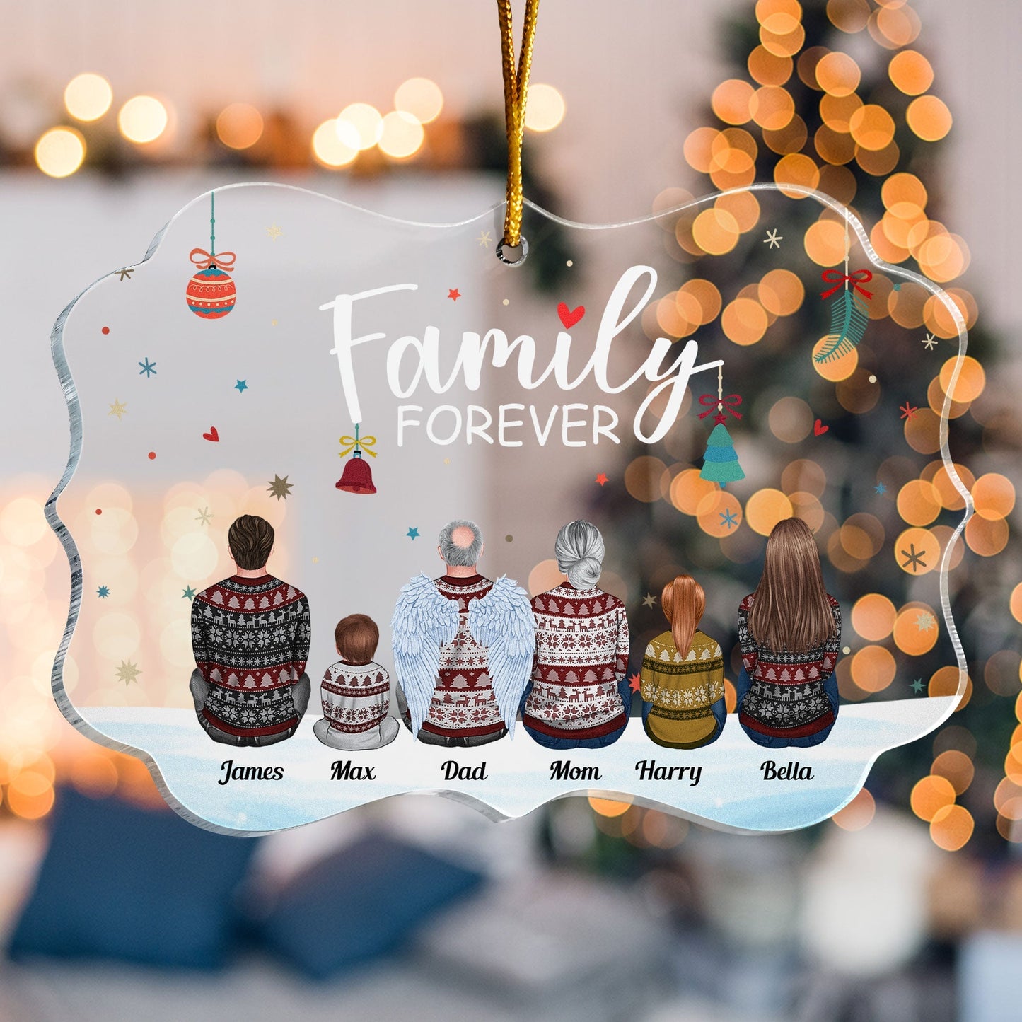 Personalized "Family FOREVER" Christmas Ornament - Custom Family Keepsake Gift
