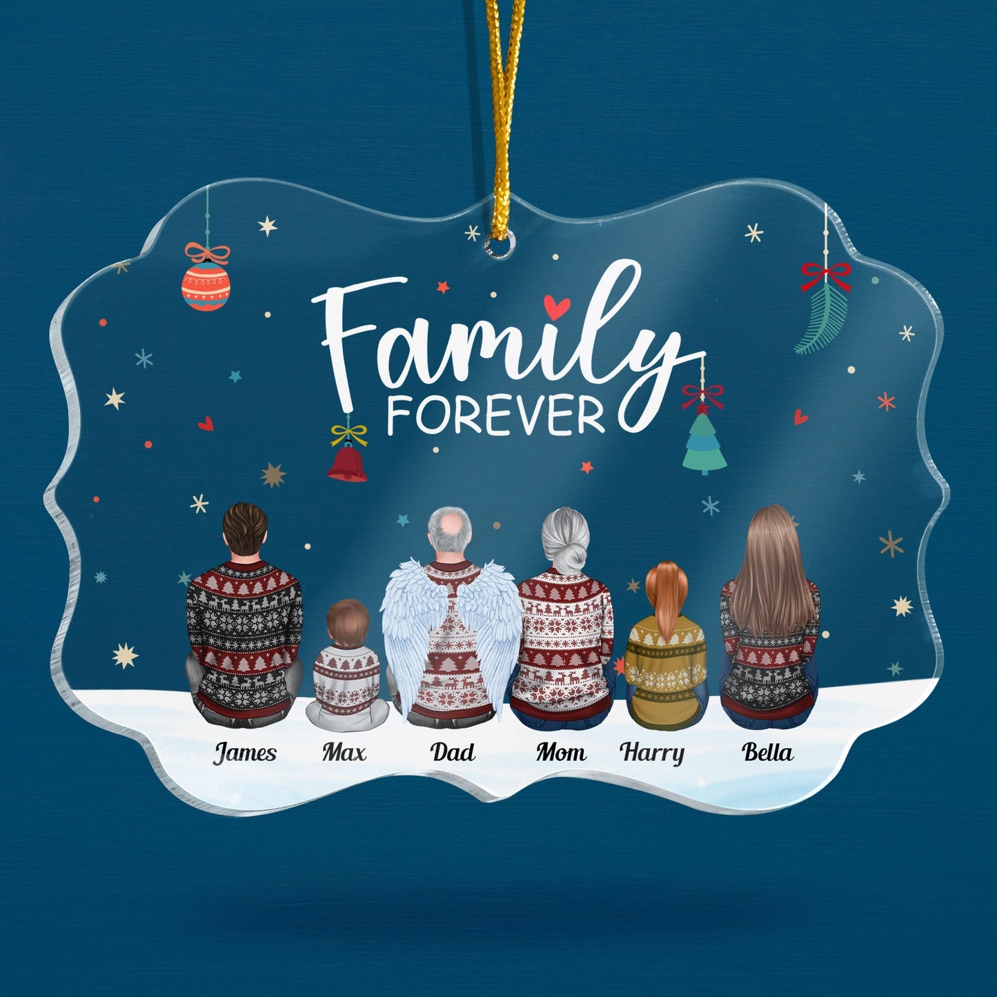 Personalized "Family FOREVER" Christmas Ornament - Custom Family Keepsake Gift