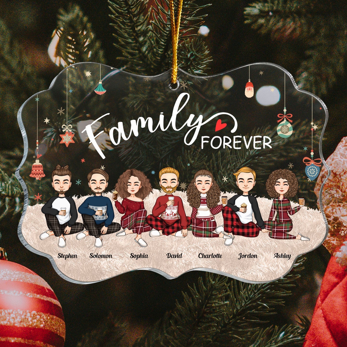 Personalized "Family FOREVER" Christmas Ornament - Custom Family Keepsake