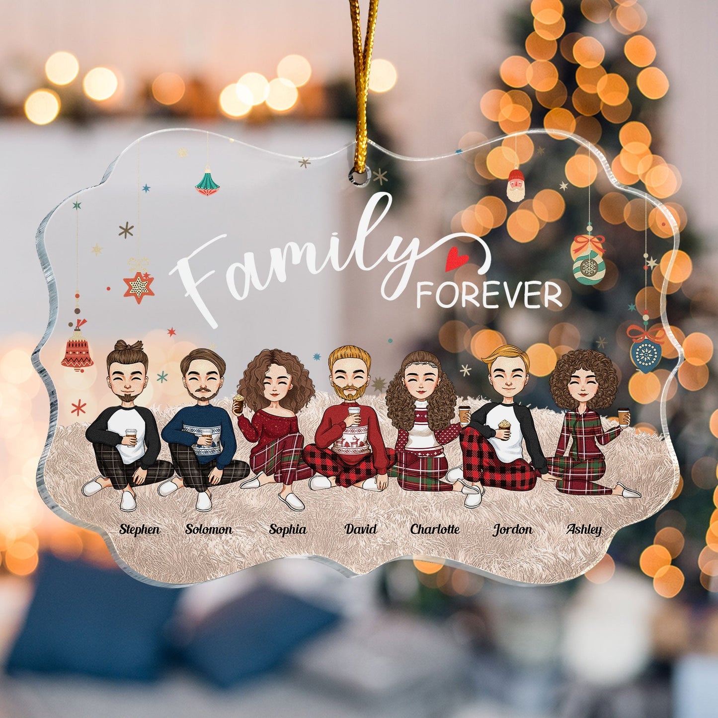 Personalized "Family FOREVER" Christmas Ornament - Custom Family Keepsake
