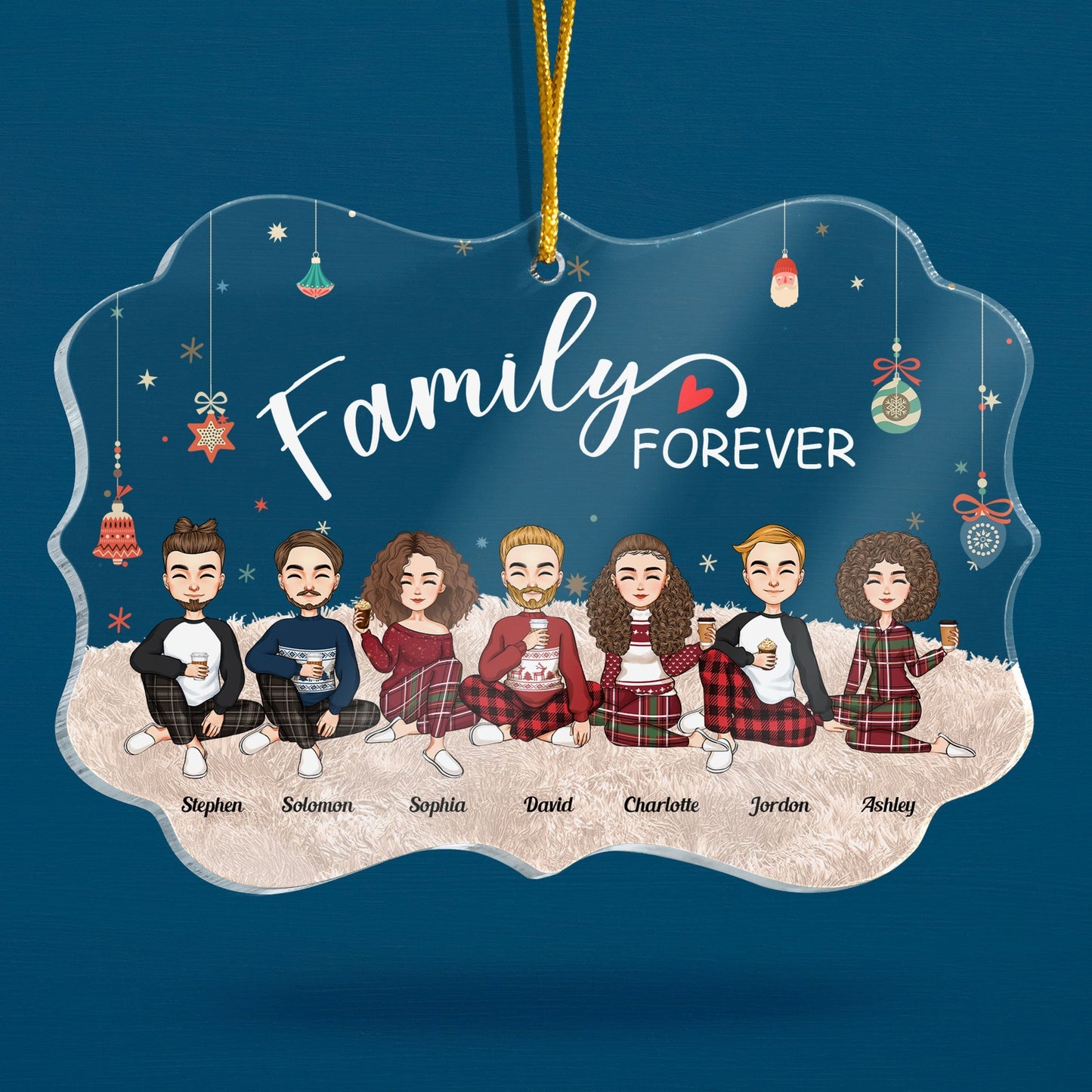 Personalized "Family FOREVER" Christmas Ornament - Custom Family Keepsake