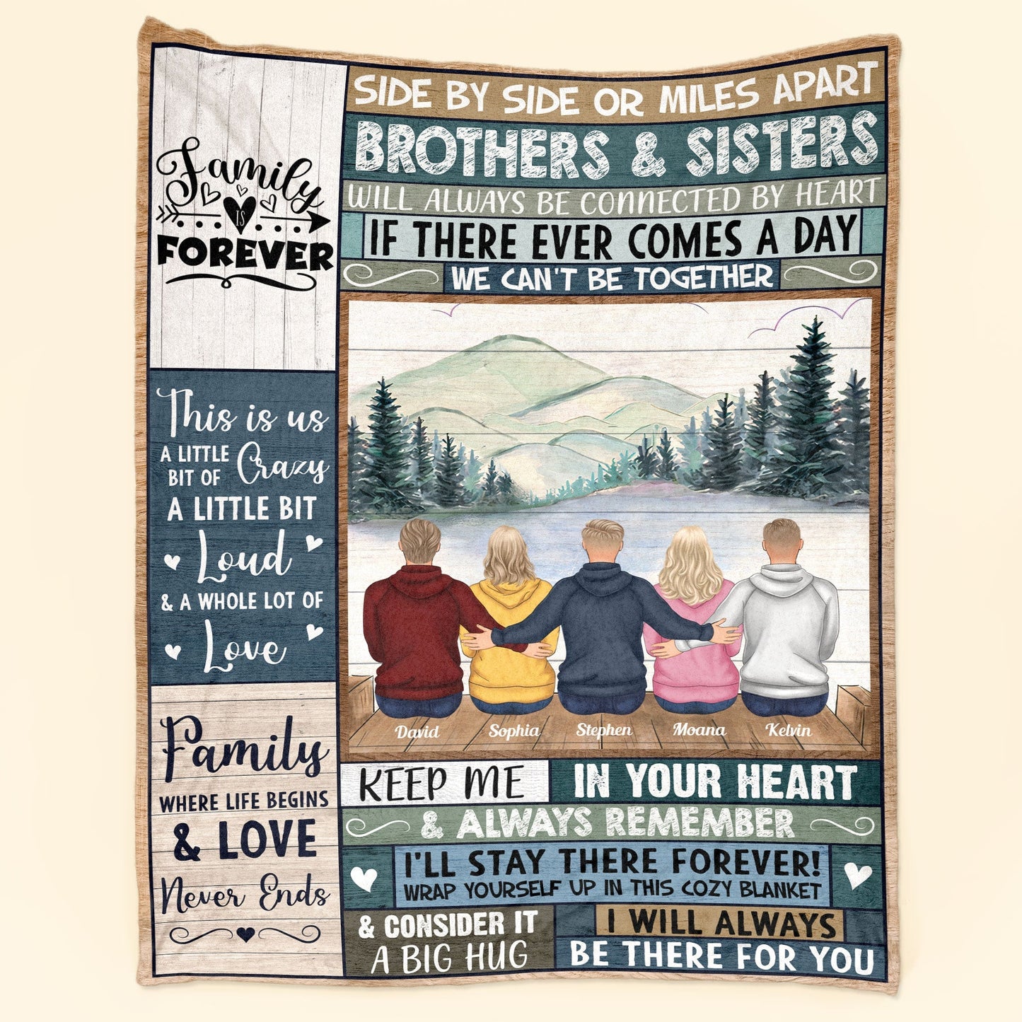 Family Forever: Personalized Blanket - Holiday Gift for Brothers & Sisters