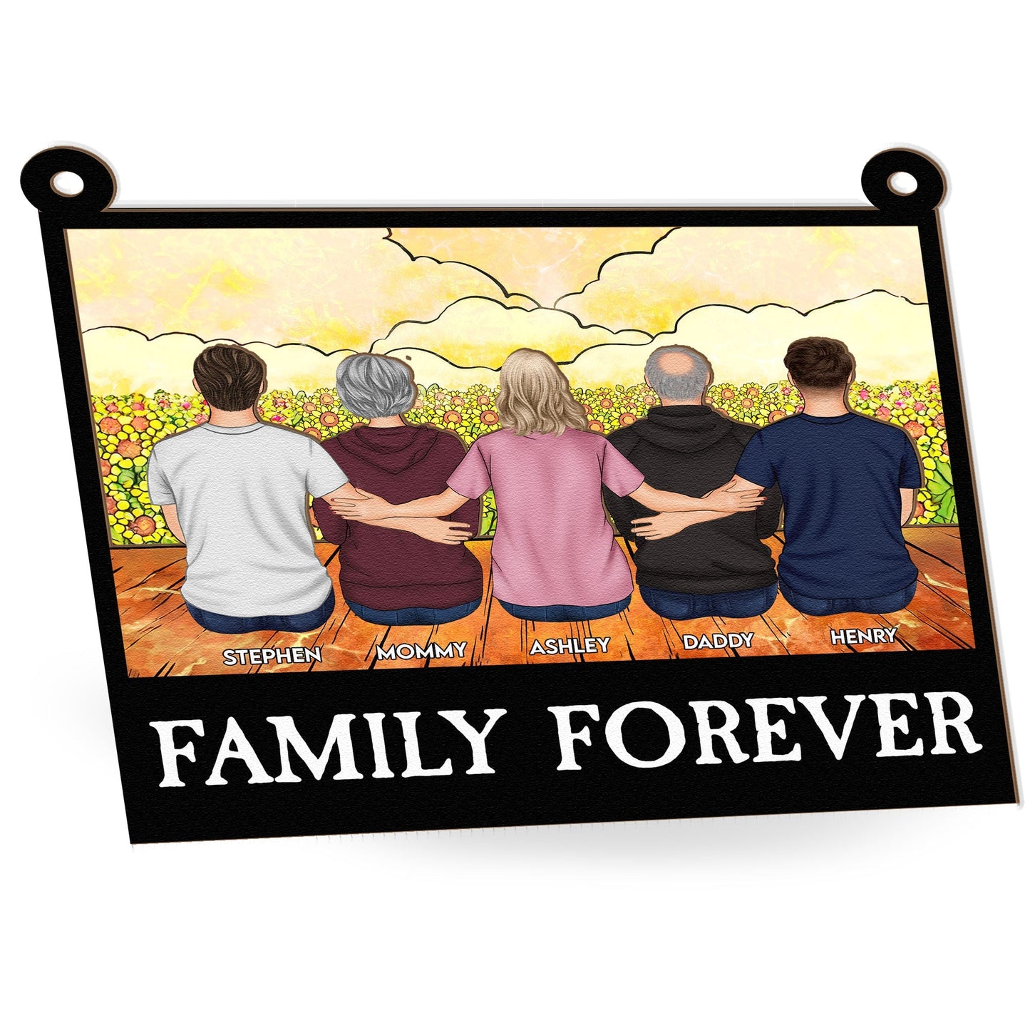 Custom 'Family Forever' Window Suncatcher Ornament - Personalized Family Gift