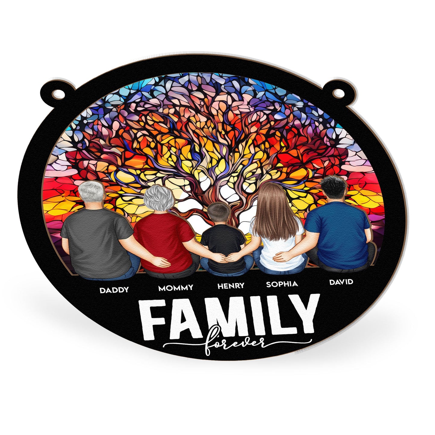 Custom 'Family Forever' Suncatcher: Personalized Family Tree Window Ornament