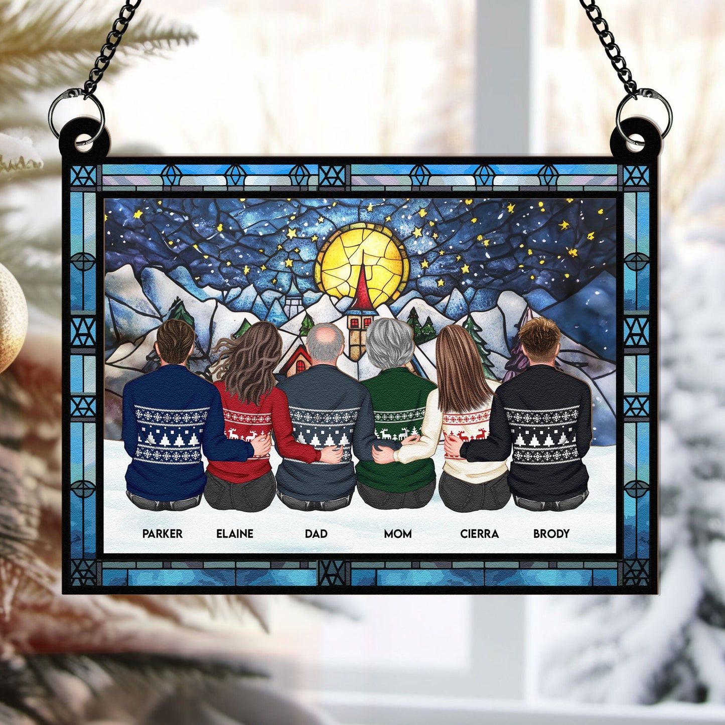 Personalized 'Our Family' Christmas Window Suncatcher Art Gift