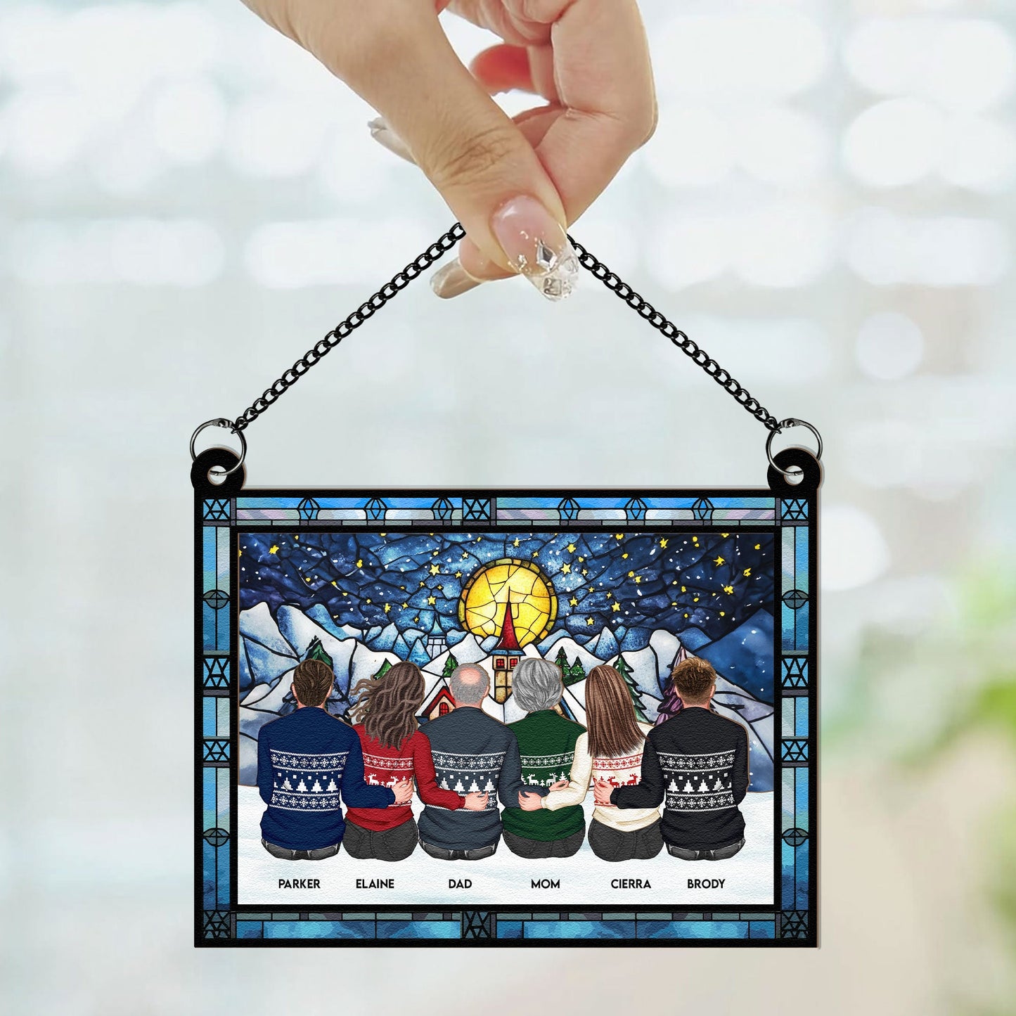 Personalized 'Our Family' Christmas Window Suncatcher Art Gift