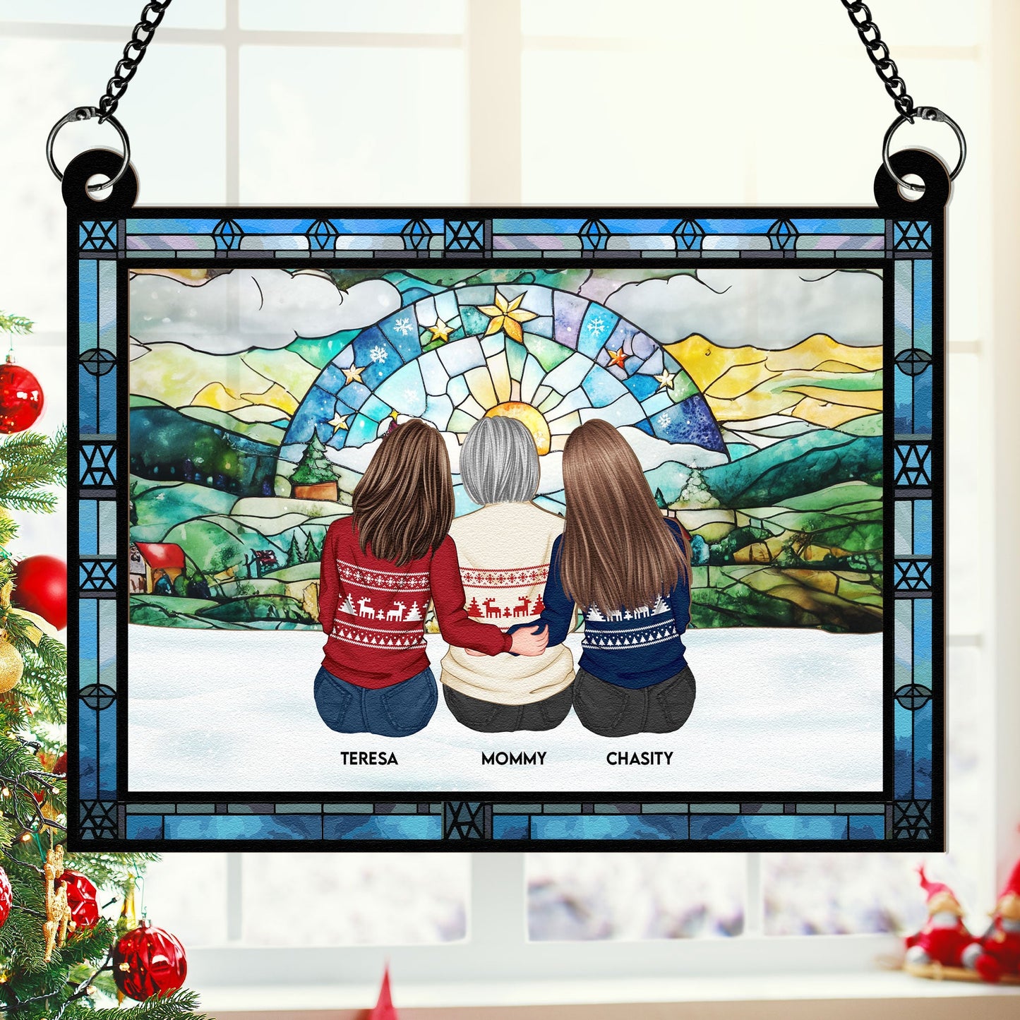 Personalized 'Our Family' Christmas Window Suncatcher Art Gift