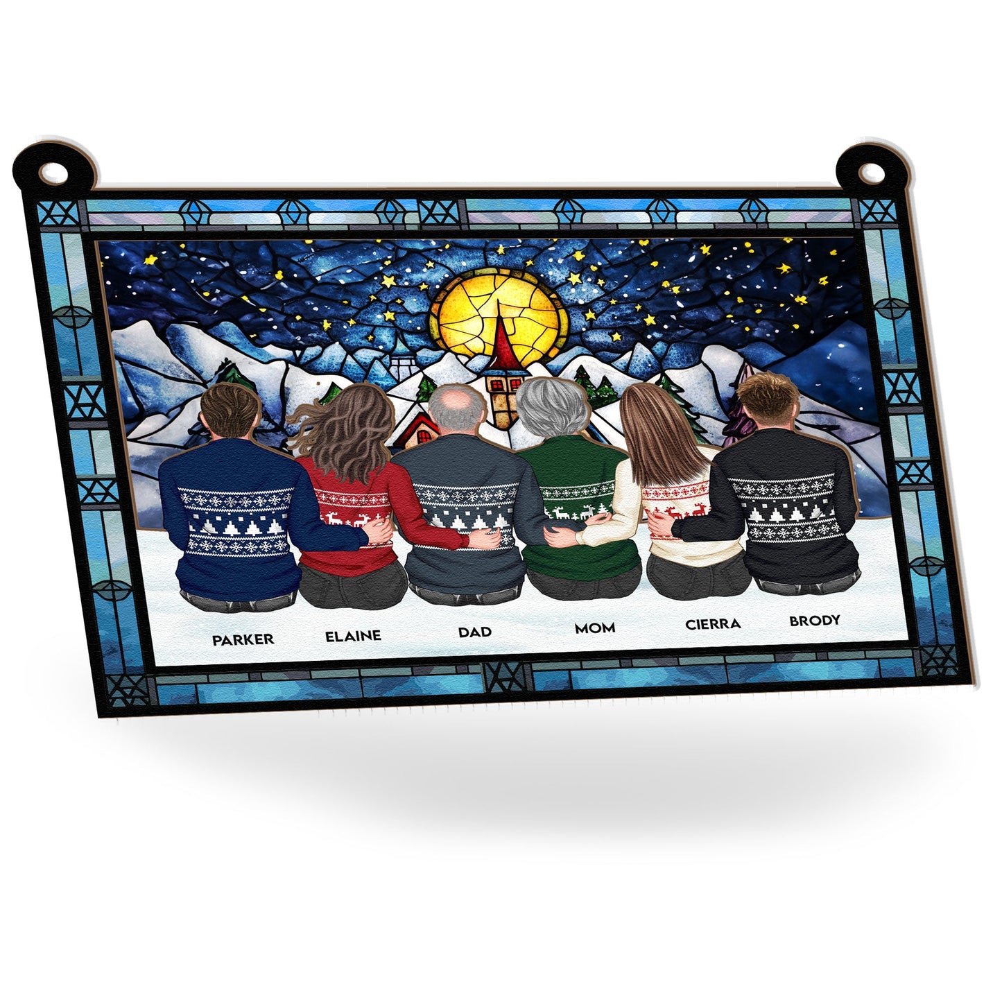 Personalized 'Our Family' Christmas Window Suncatcher Art Gift