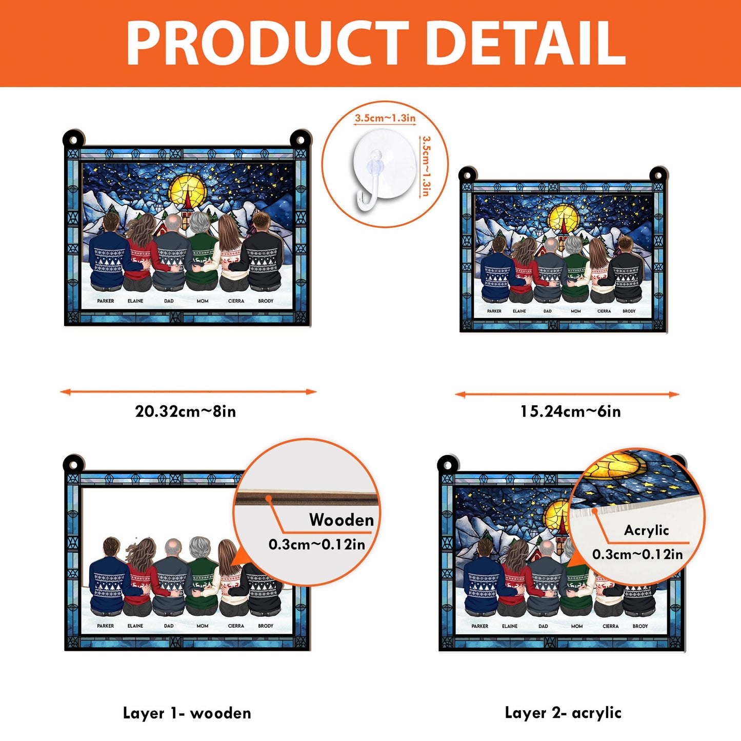Personalized 'Our Family' Christmas Window Suncatcher Art Gift