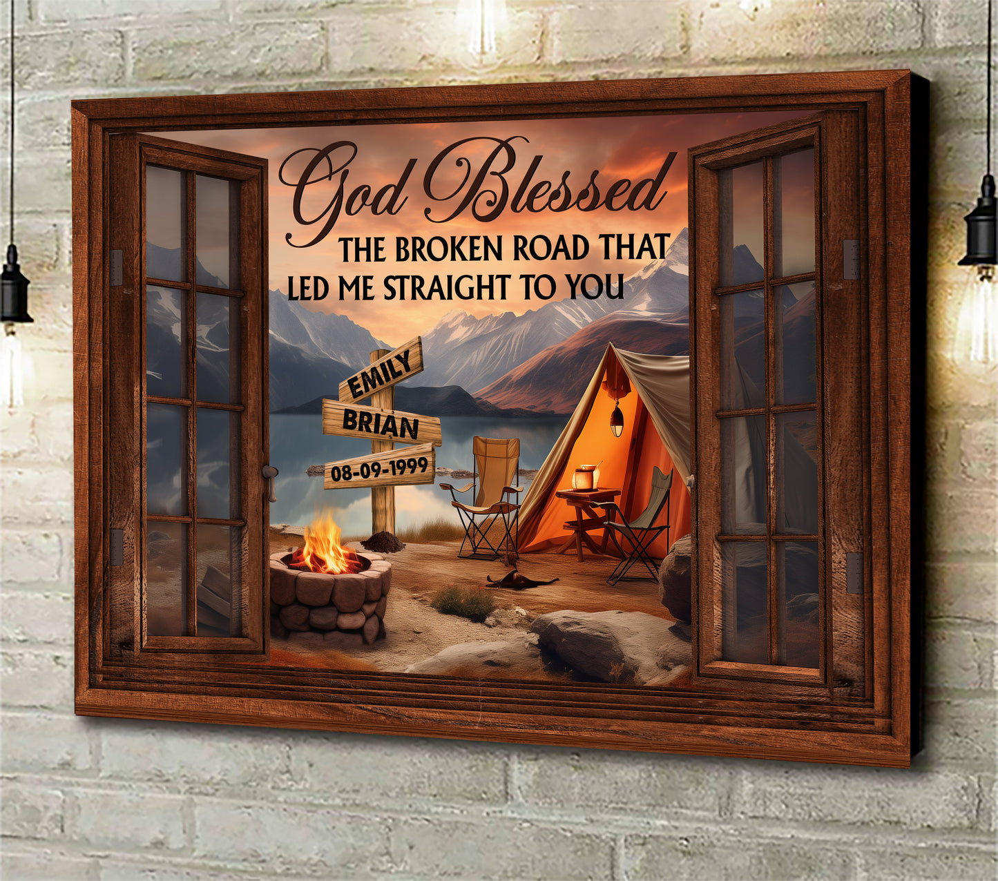 Window View Personalized Canvas for Couples: 'All of Me Loves All of You'