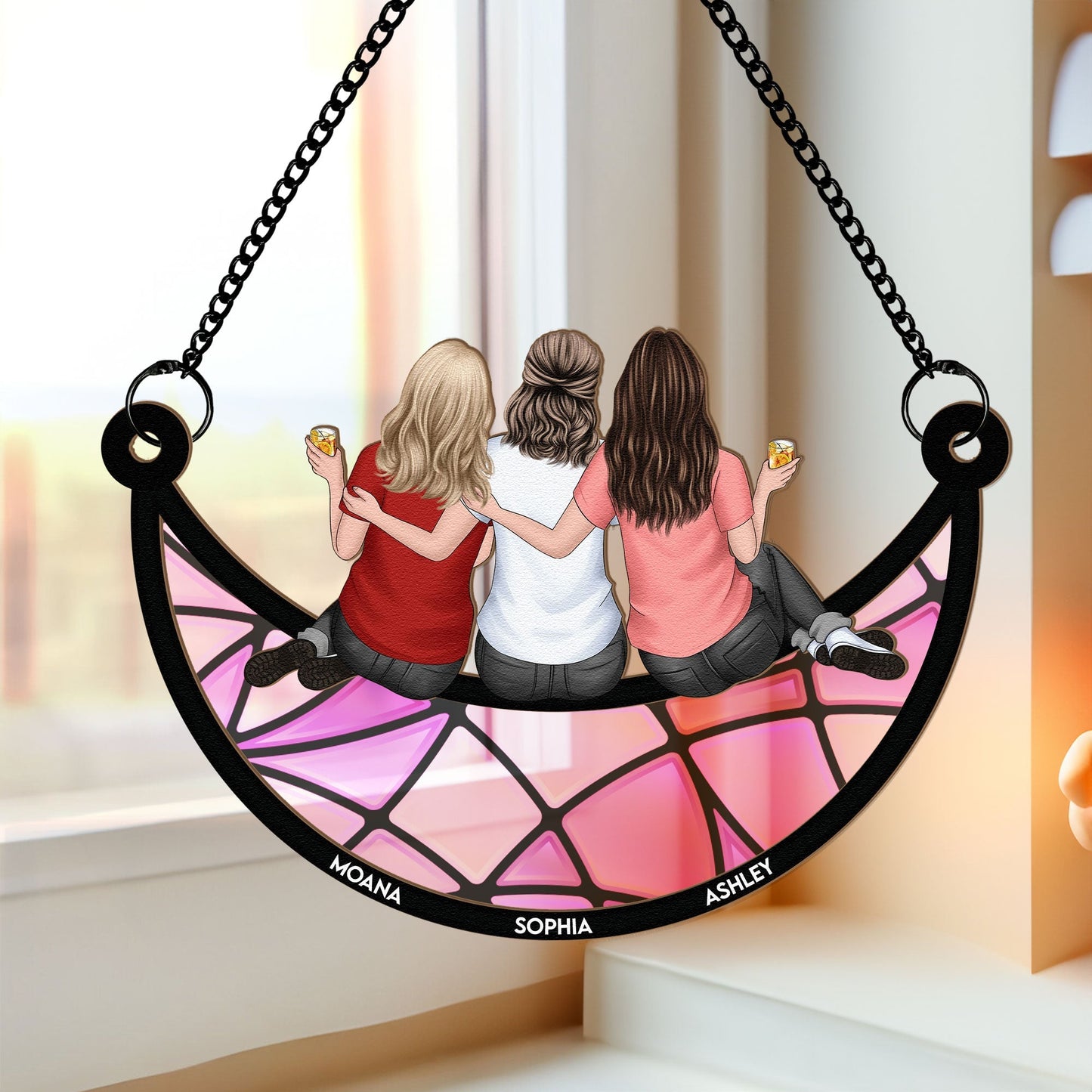 Custom Sisters & Friends Suncatcher Ornament - Personalized Gift for Best Friends