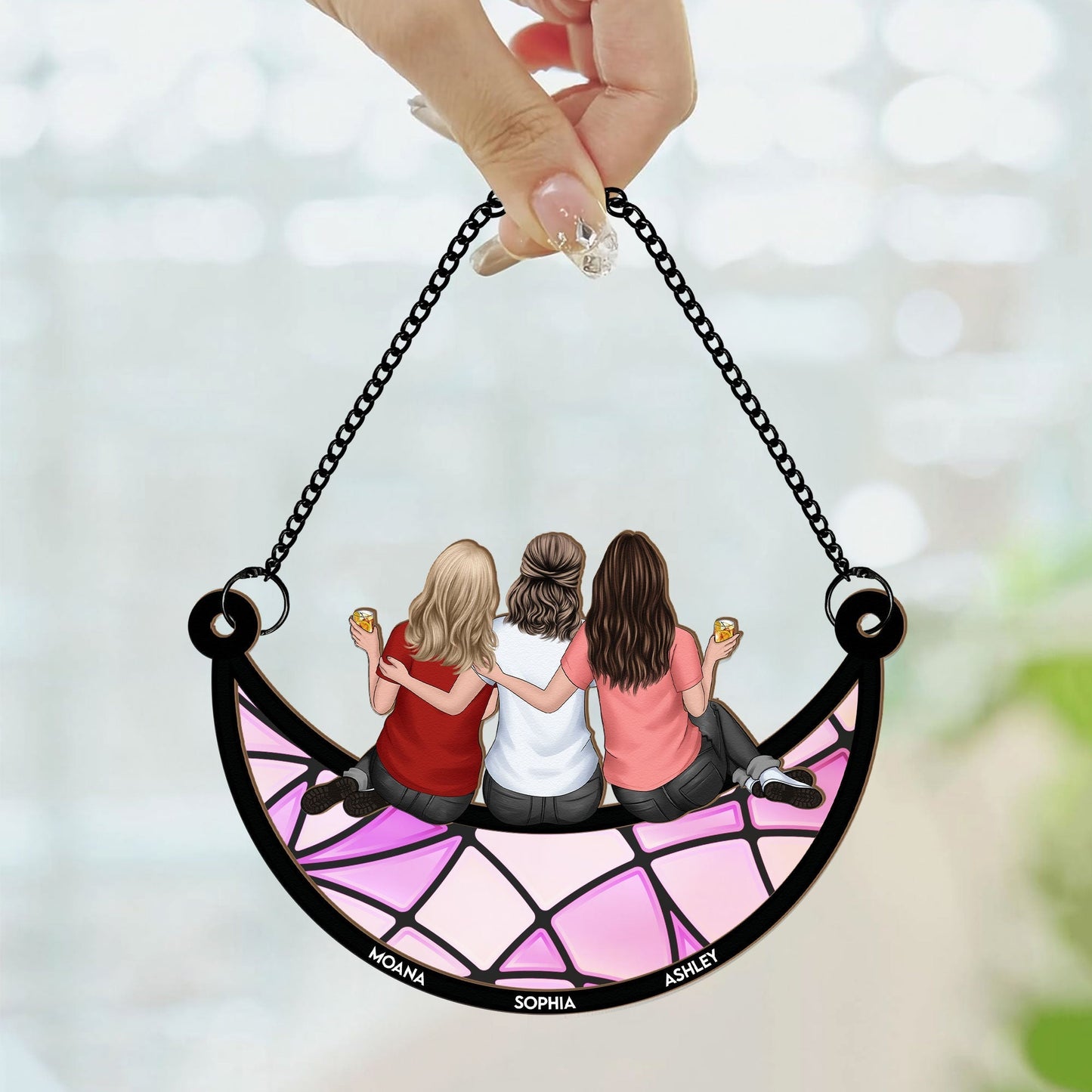 Custom Sisters & Friends Suncatcher Ornament - Personalized Gift for Best Friends