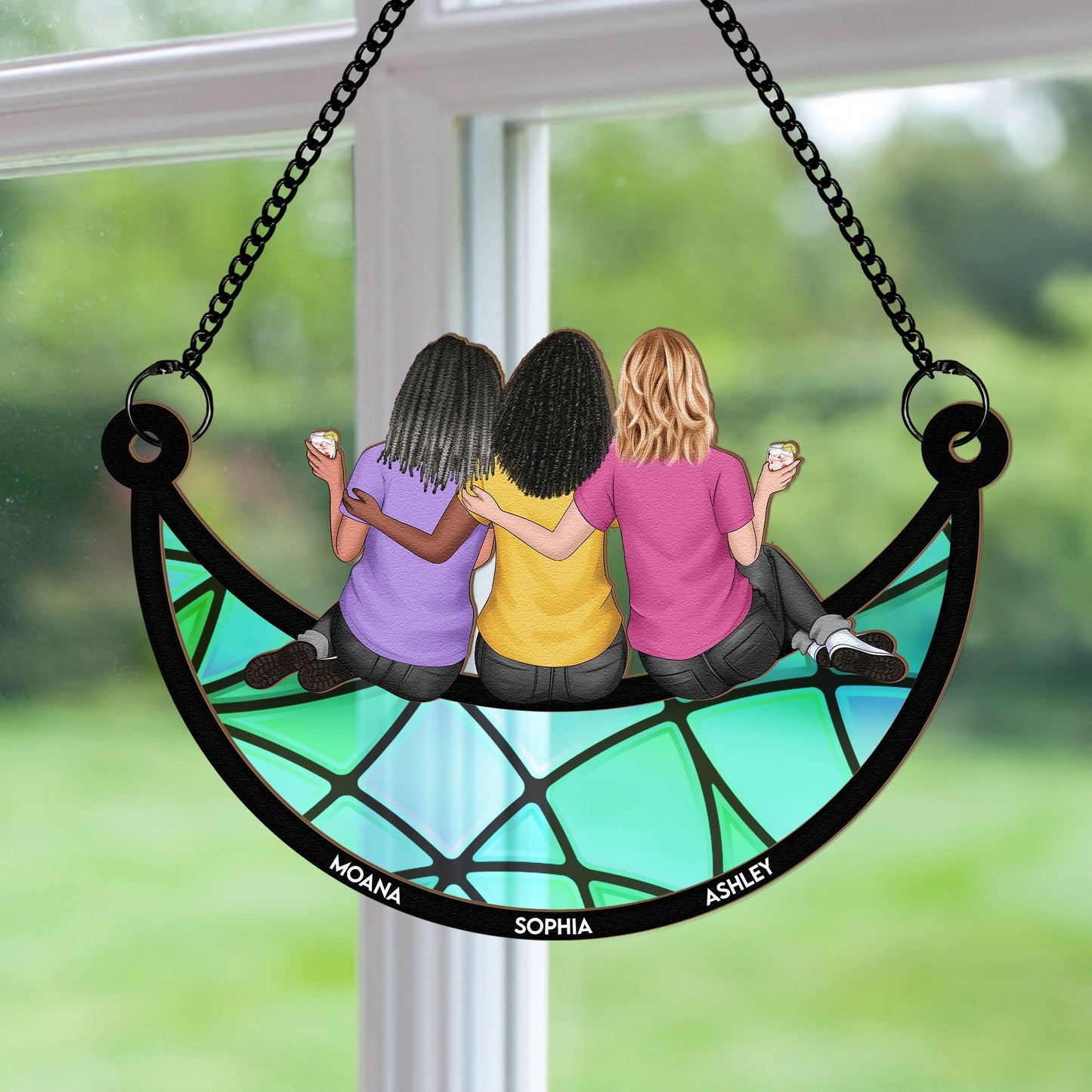 Custom Sisters & Friends Suncatcher Ornament - Personalized Gift for Best Friends