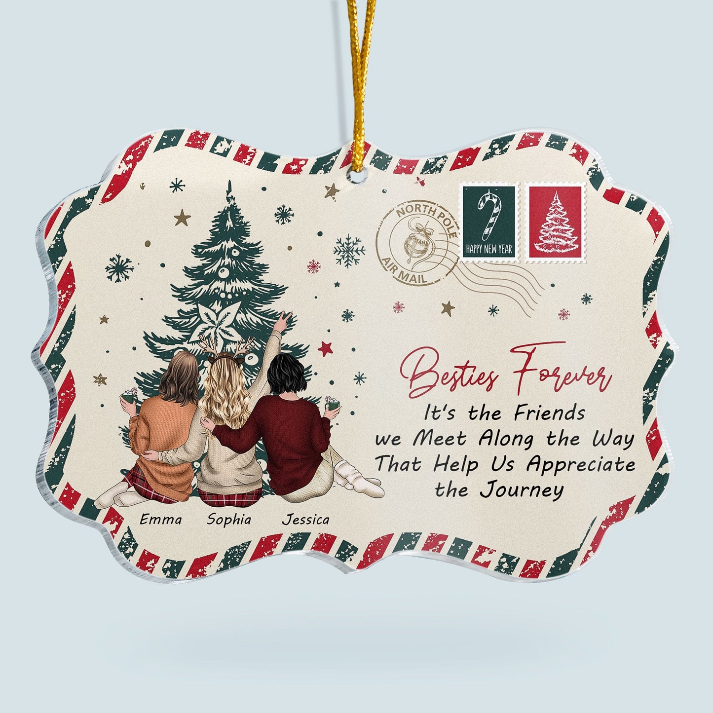 Personalized Best Friends Christmas Ornament - 'Friends We Meet Along The Way'