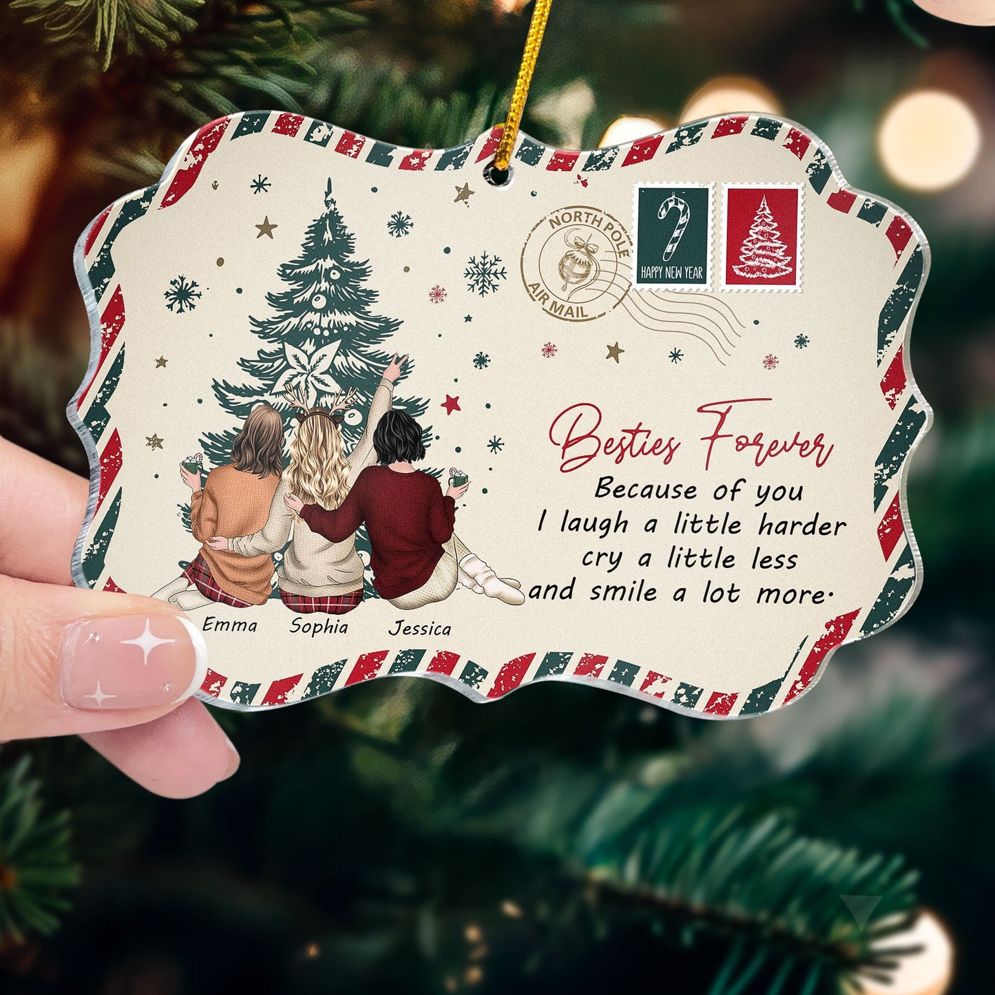 Personalized Best Friends Christmas Ornament - 'Friends We Meet Along The Way'