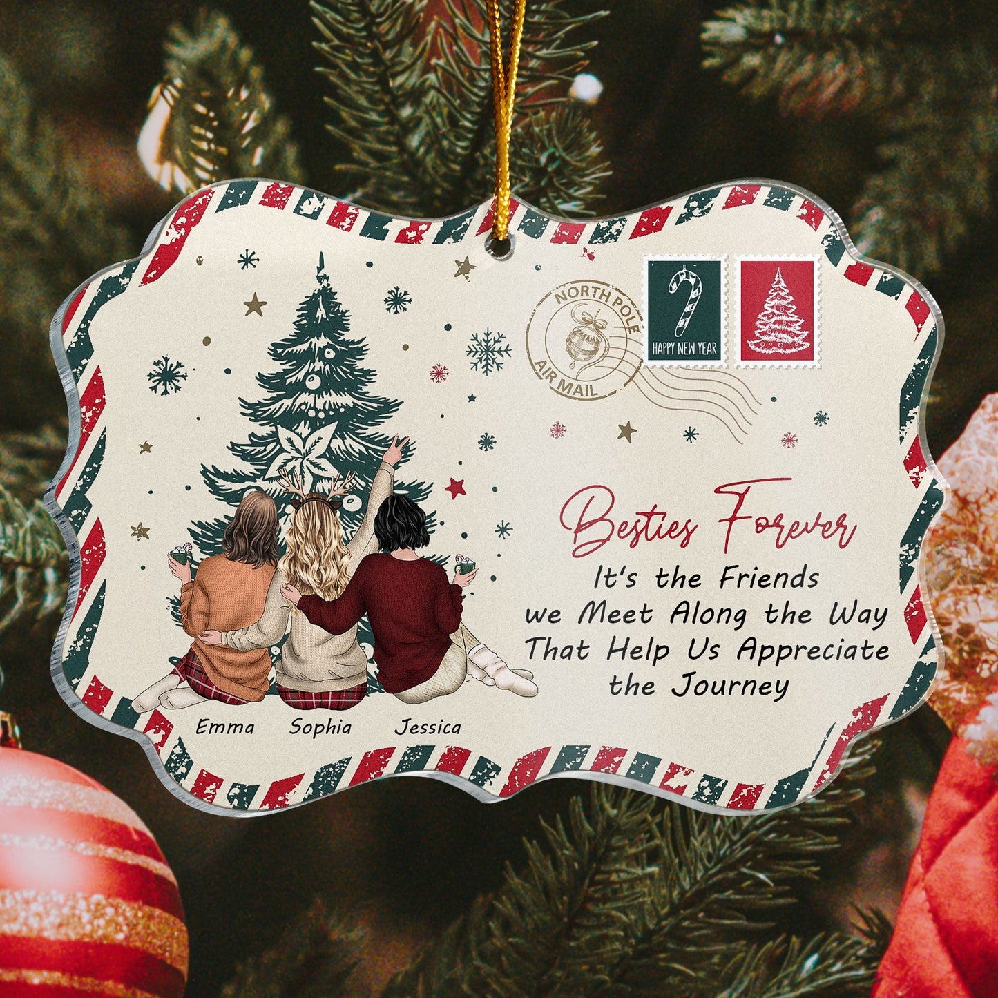 Personalized Best Friends Christmas Ornament - 'Friends We Meet Along The Way'