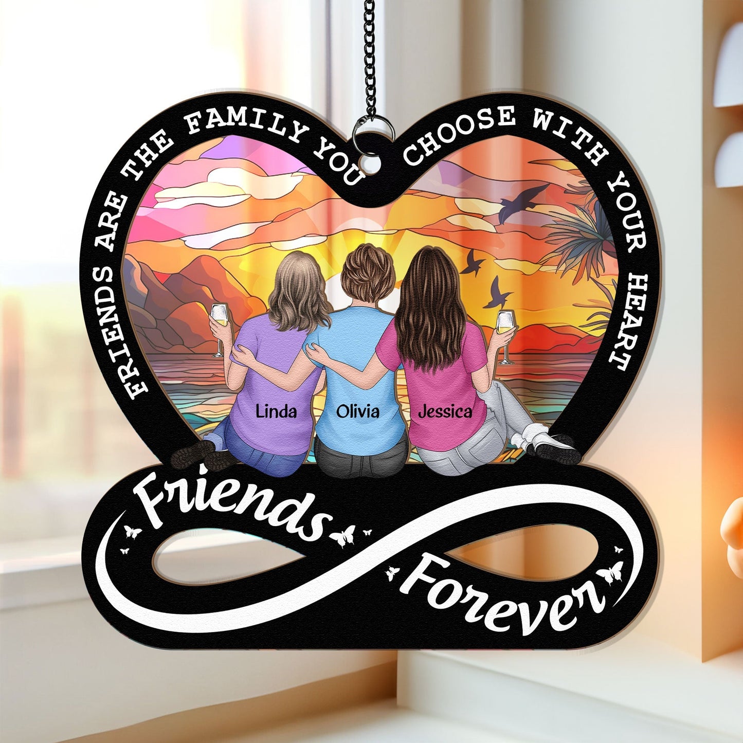 Custom 'Friends Are The Family' Suncatcher | Personalized Gift for Besties