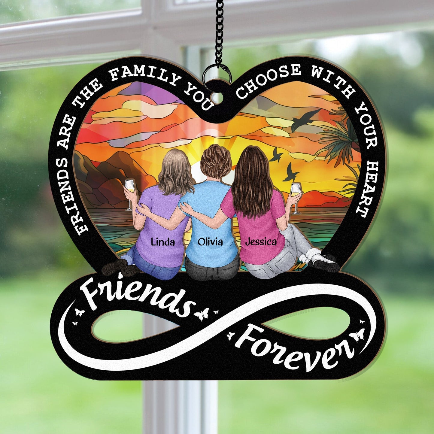Custom 'Friends Are The Family' Suncatcher | Personalized Gift for Besties