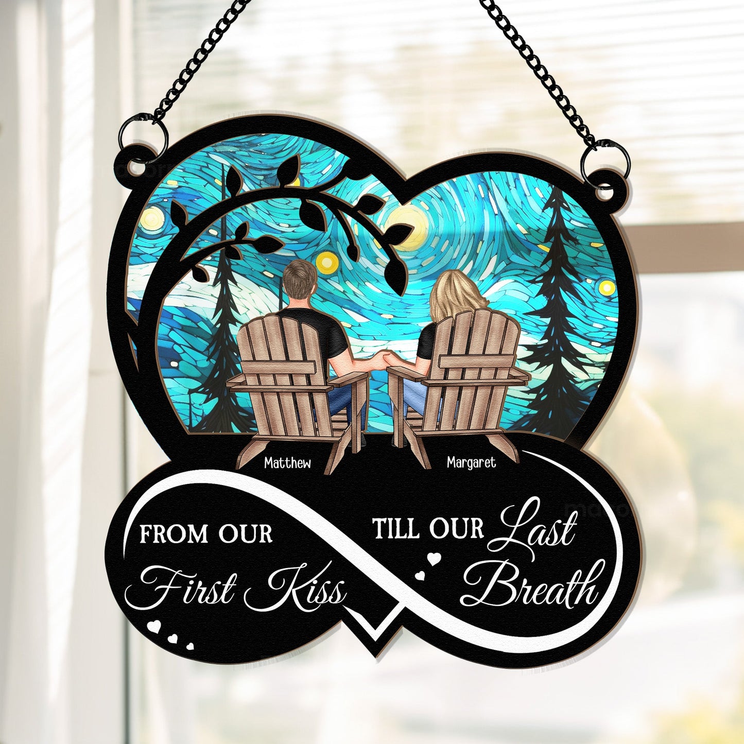 Custom "First Kiss Till Last Breath" Suncatcher for Couples Anniversary