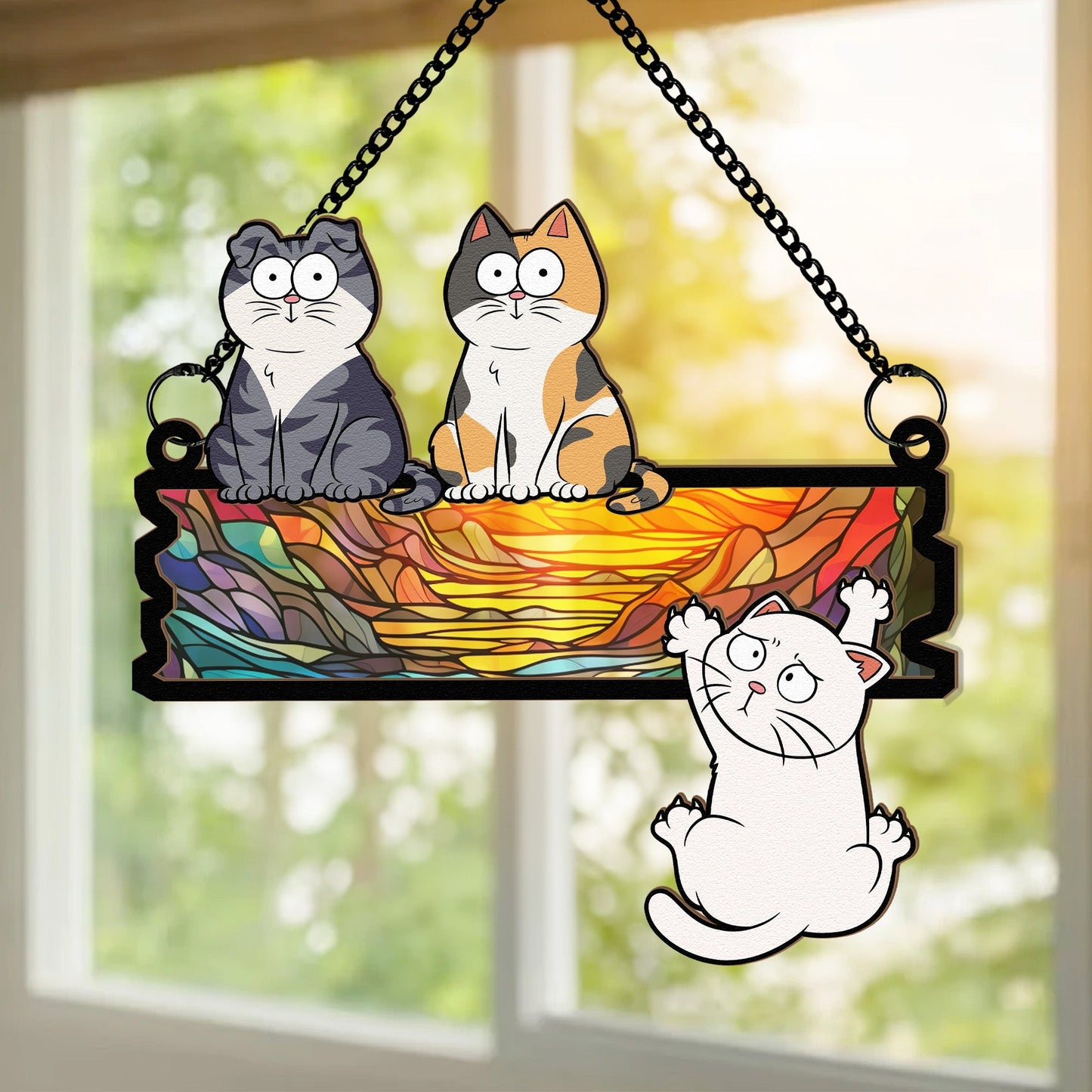 Personalized Funny Cat Suncatcher Ornament - Perfect for Cat Lovers