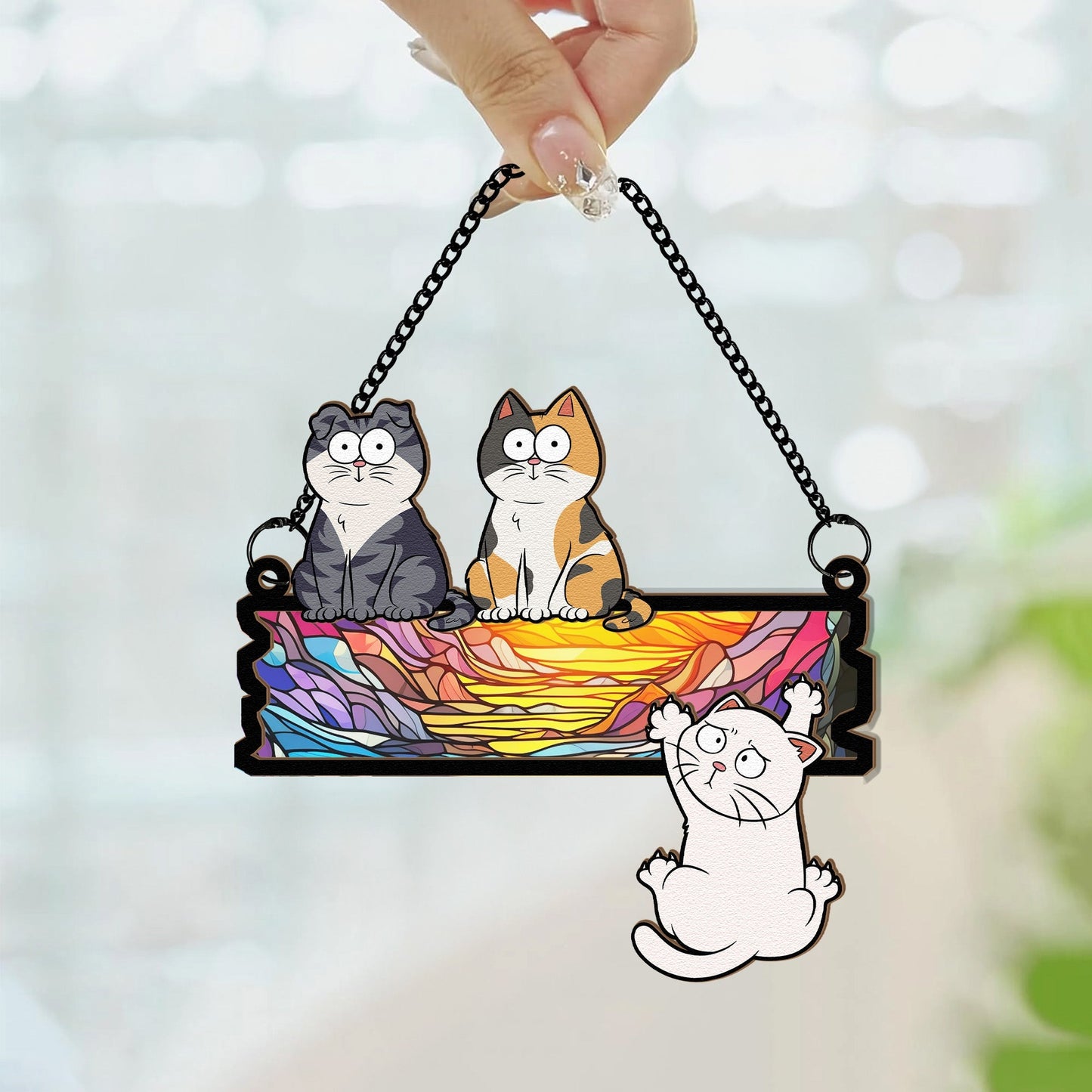 Personalized Funny Cat Suncatcher Ornament - Perfect for Cat Lovers