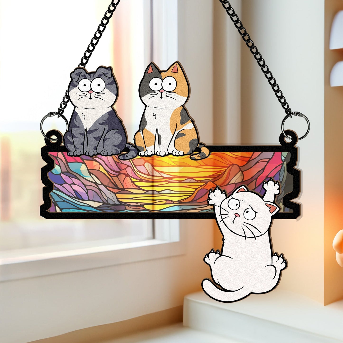 Personalized Funny Cat Suncatcher Ornament - Perfect for Cat Lovers