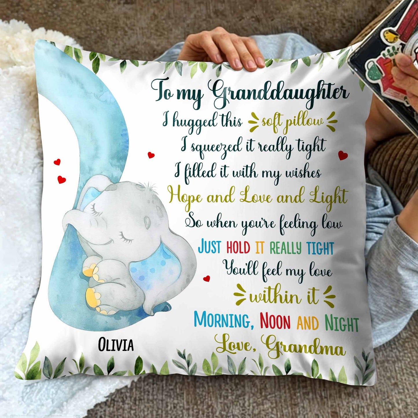 To My Granddaughter, Love Message With Elephant