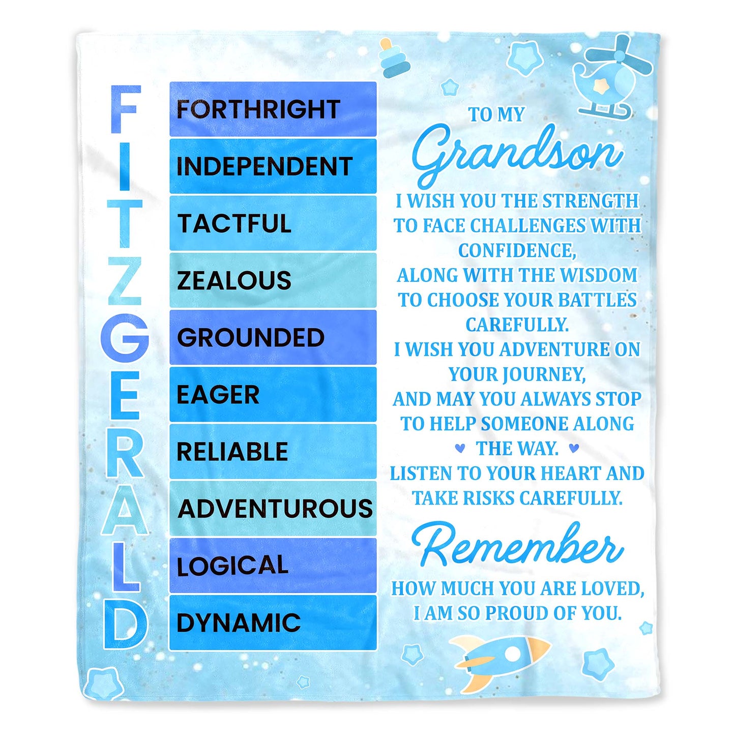Grandson Encouragement And Love Custom Blanket