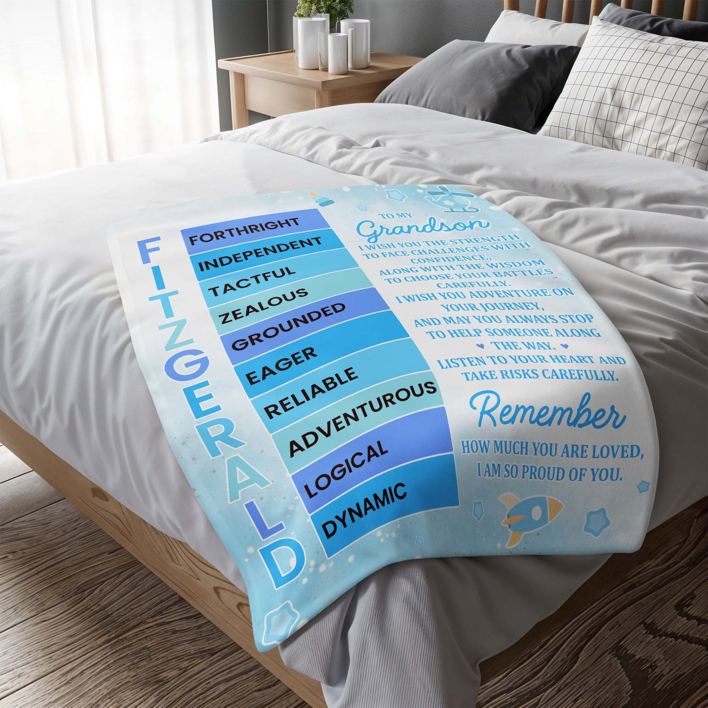 Grandson Encouragement And Love Custom Blanket