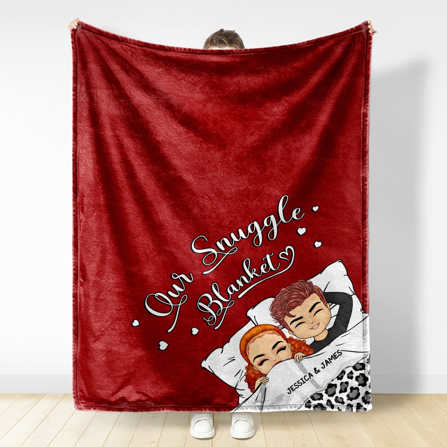 Personalized "Our Snuggle Blanket" for Couples - Custom Chibi Fleece Throw