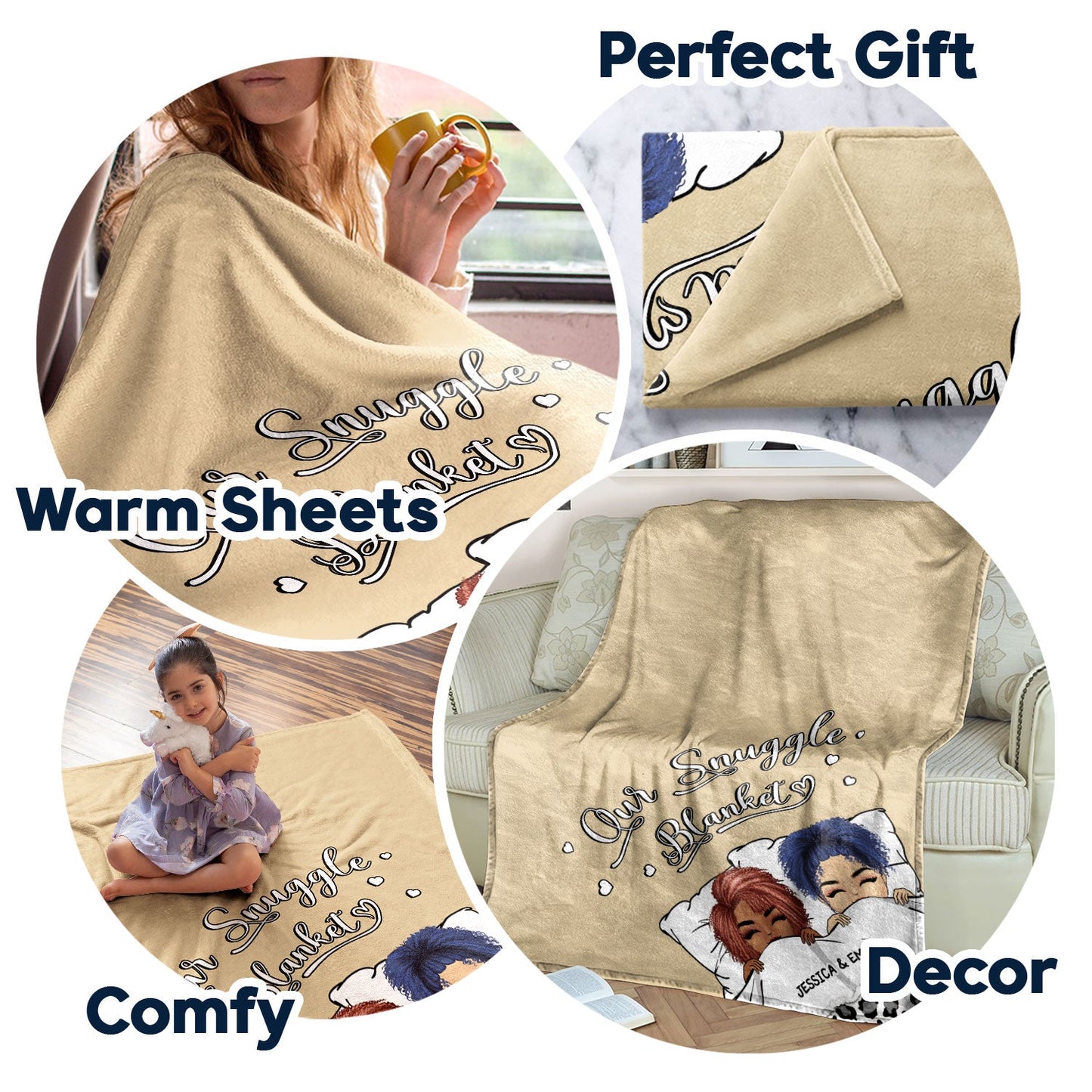 Personalized "Our Snuggle Blanket" for Couples - Custom Chibi Fleece Throw
