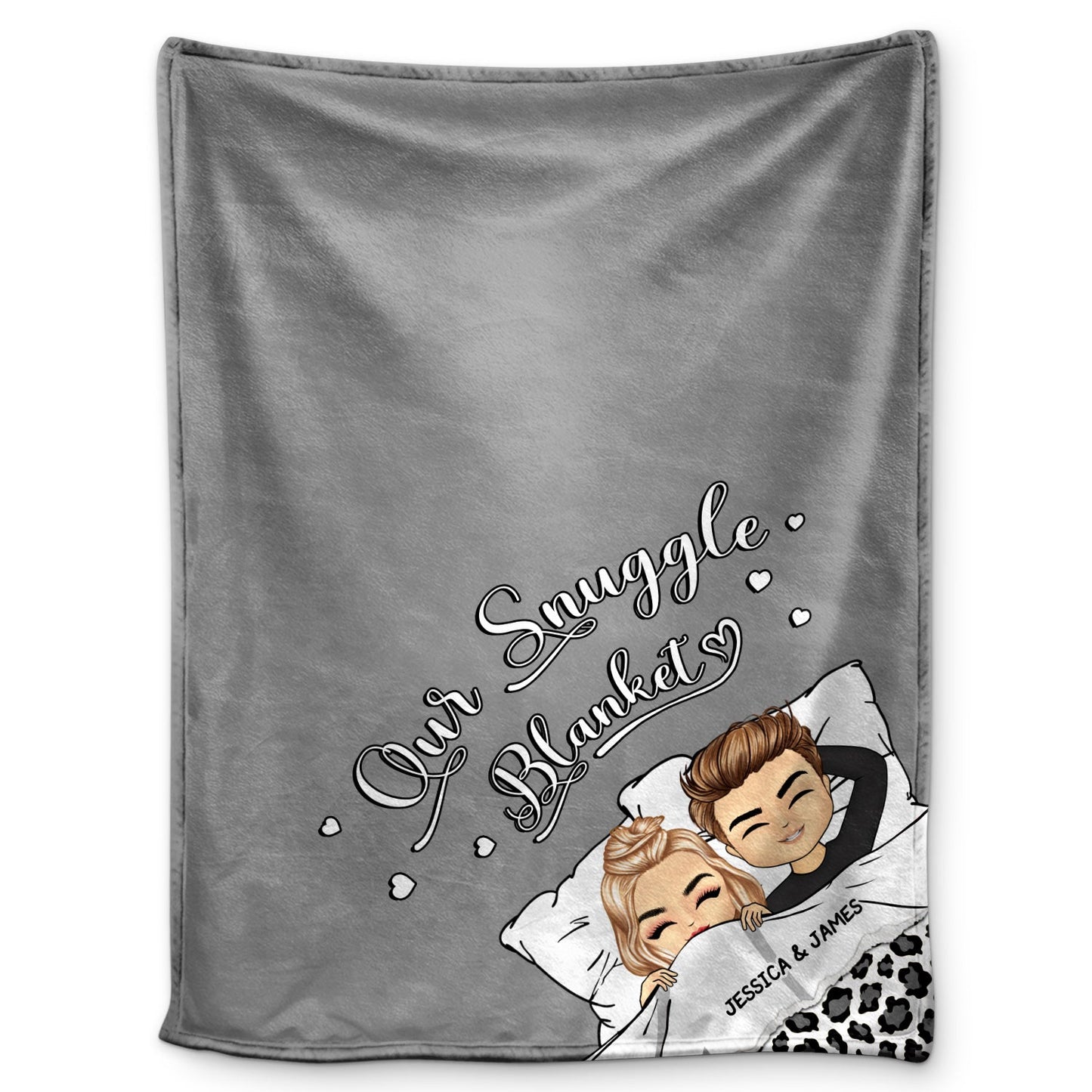 Personalized "Our Snuggle Blanket" for Couples - Custom Chibi Fleece Throw