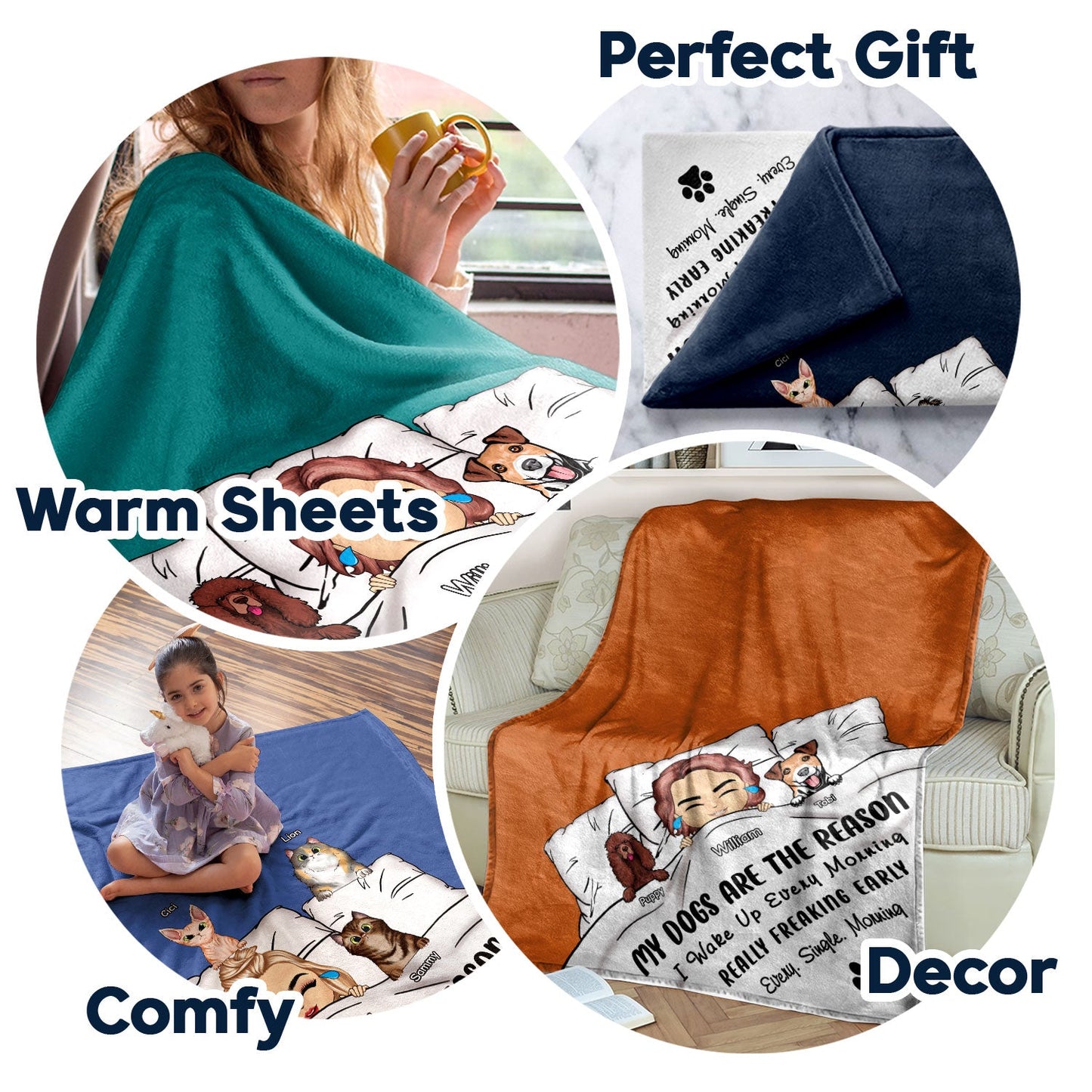 Personalized Dog Mom/Dad Blanket: 'My Dogs Are The Reason' Custom Gift