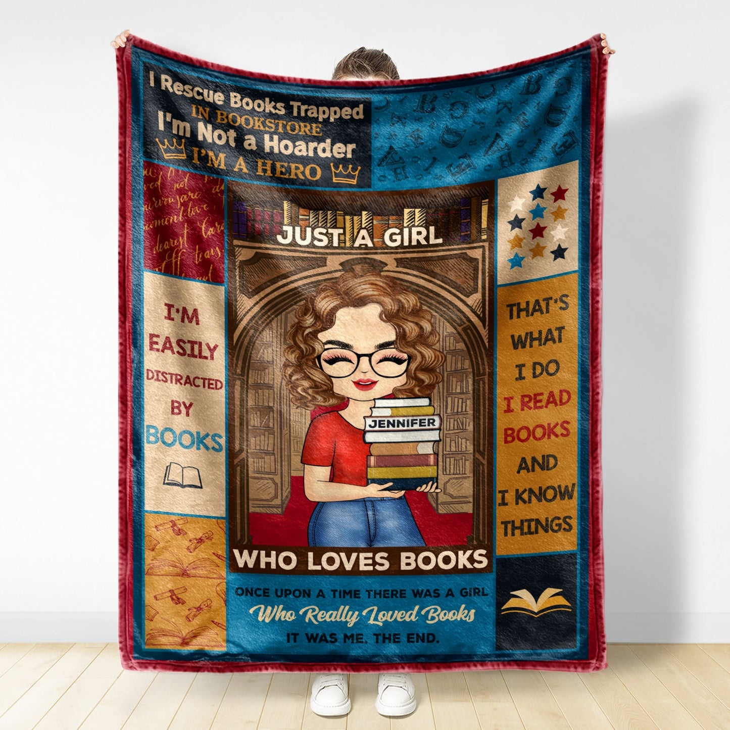Personalized "I'm Not a Hoarder, I'm a Hero" Book Lover Blanket